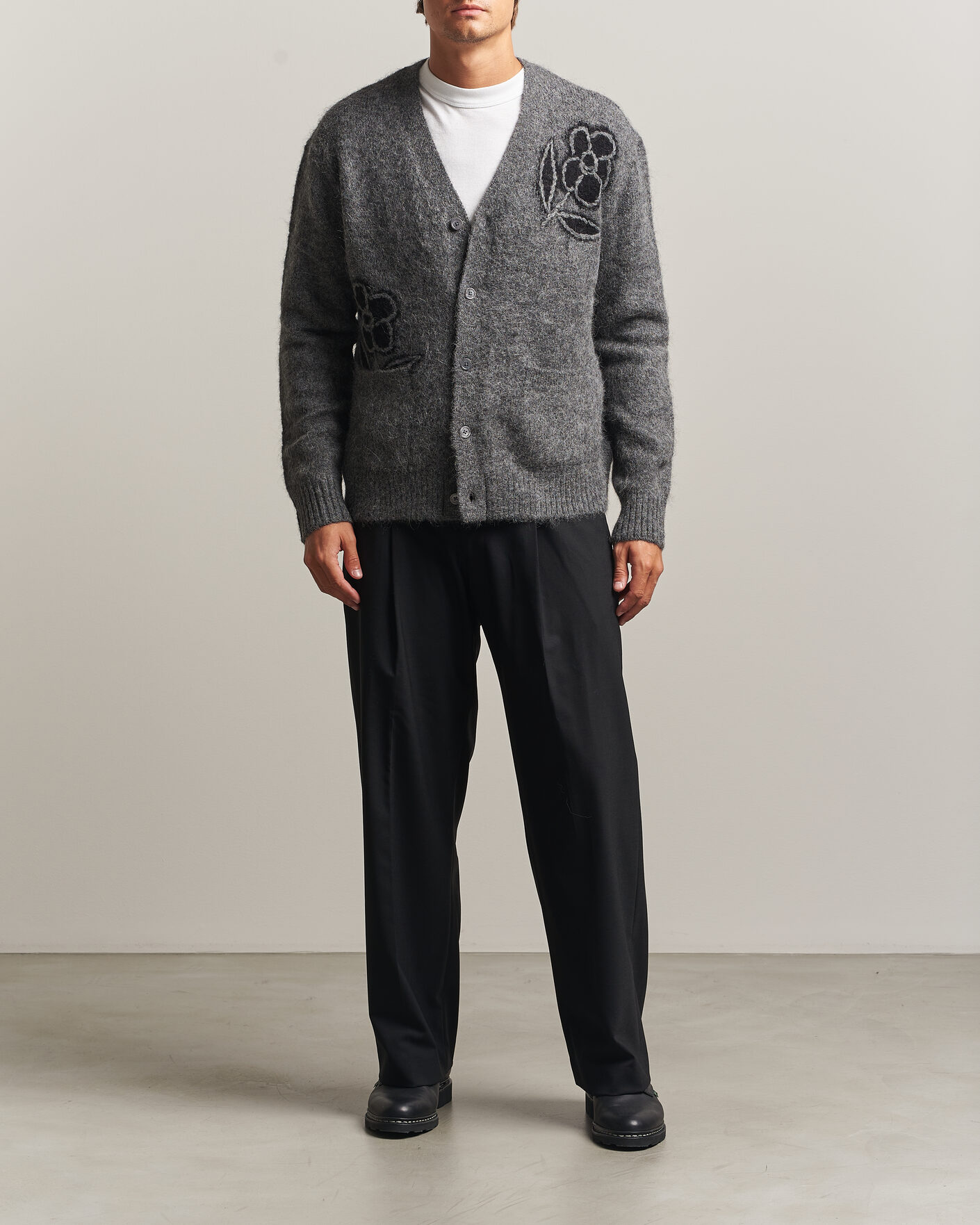 Homme | Pulls Et Tricots | NN07 | Kyle Alpaca Knitted Cardigan Dark Grey Melange