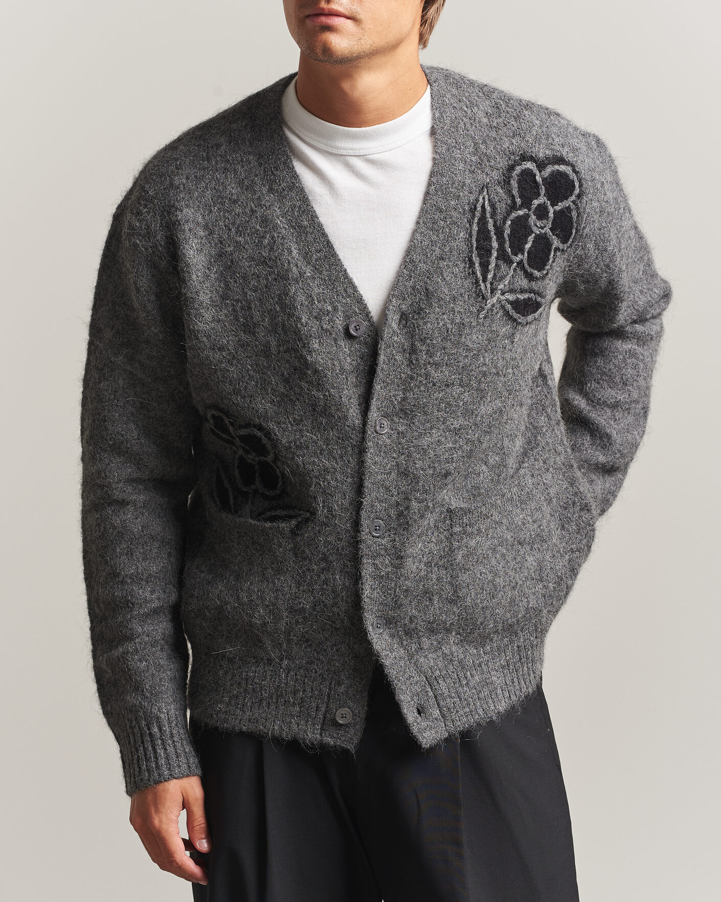 Homme | Pulls Et Tricots | NN07 | Kyle Alpaca Knitted Cardigan Dark Grey Melange