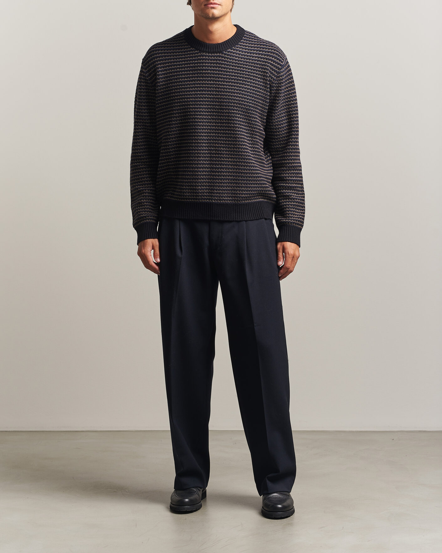 Homme | Pulls Et Tricots | NN07 | Russell Cotton/Wool Structured Sweater Navy Blue