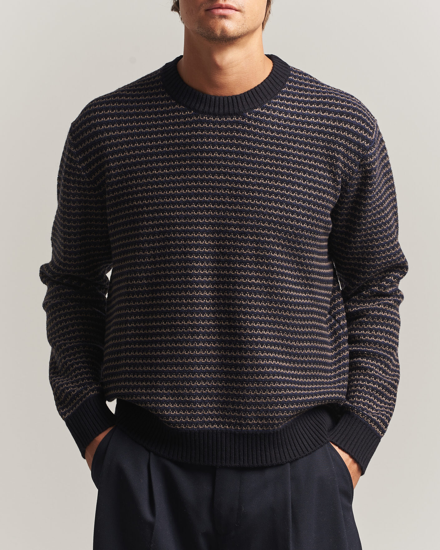 Homme | Pulls Et Tricots | NN07 | Russell Cotton/Wool Structured Sweater Navy Blue