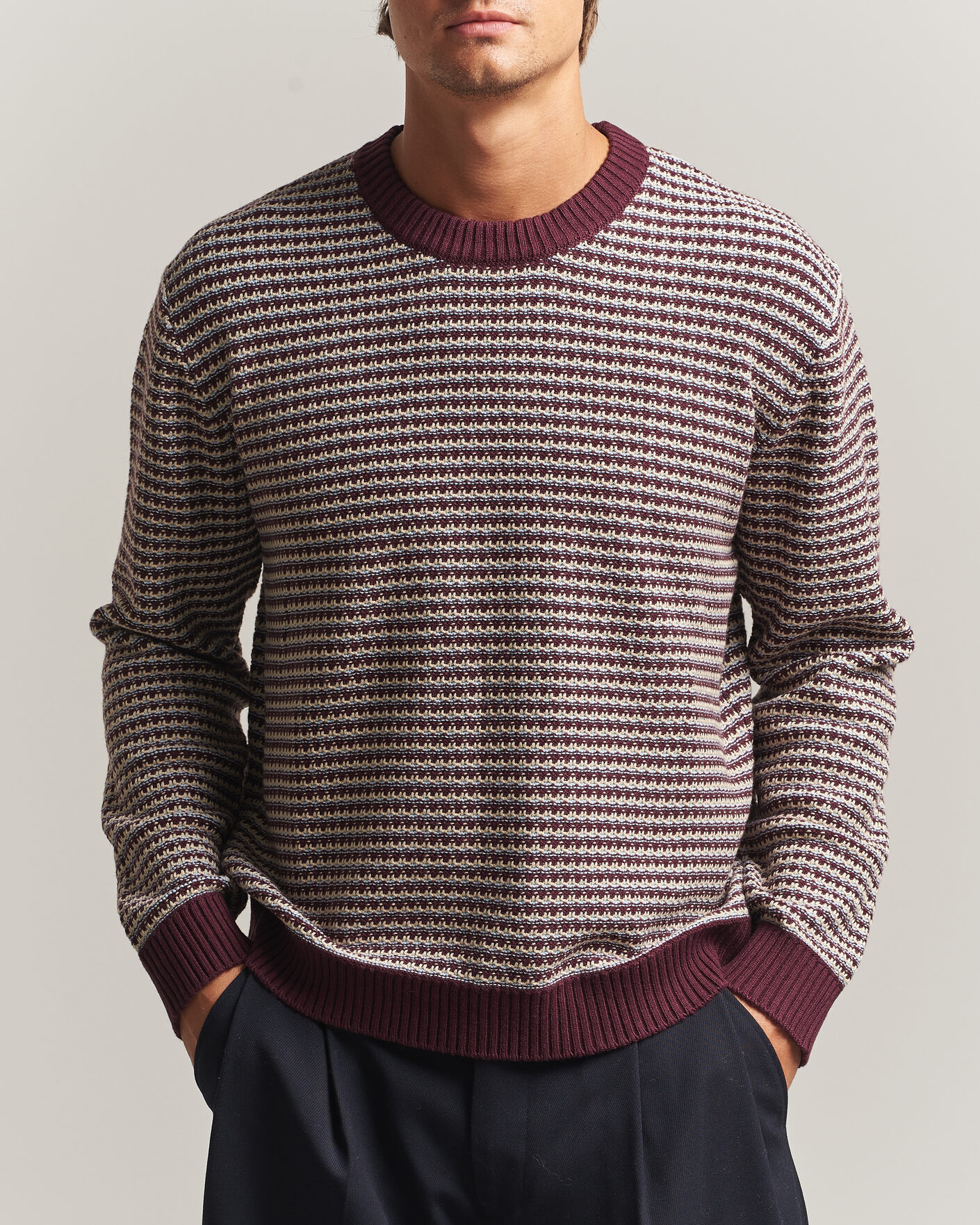 Heren | Truien | NN07 | Russell Cotton/Wool Structured Sweater Winetasting