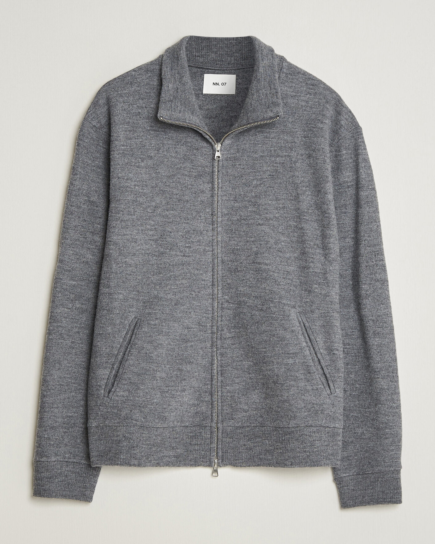 Heren | Truien | NN07 | Soft Boiled Wool Full Zip Dark Grey Melange