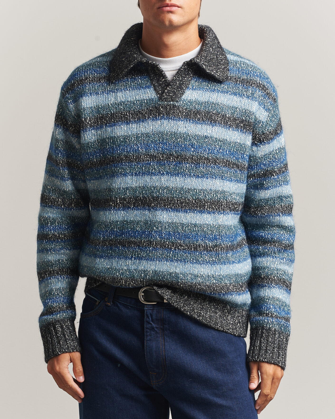 Homme | Pulls Et Tricots | NN07 | Erling Striped Knitted Polo Navy Multi