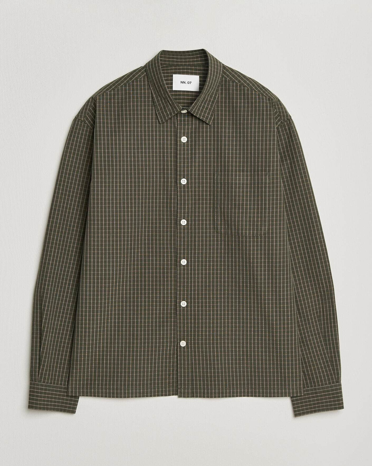Homme | Chemises | NN07 | Deon Peached Cotton Checked Shirt Green