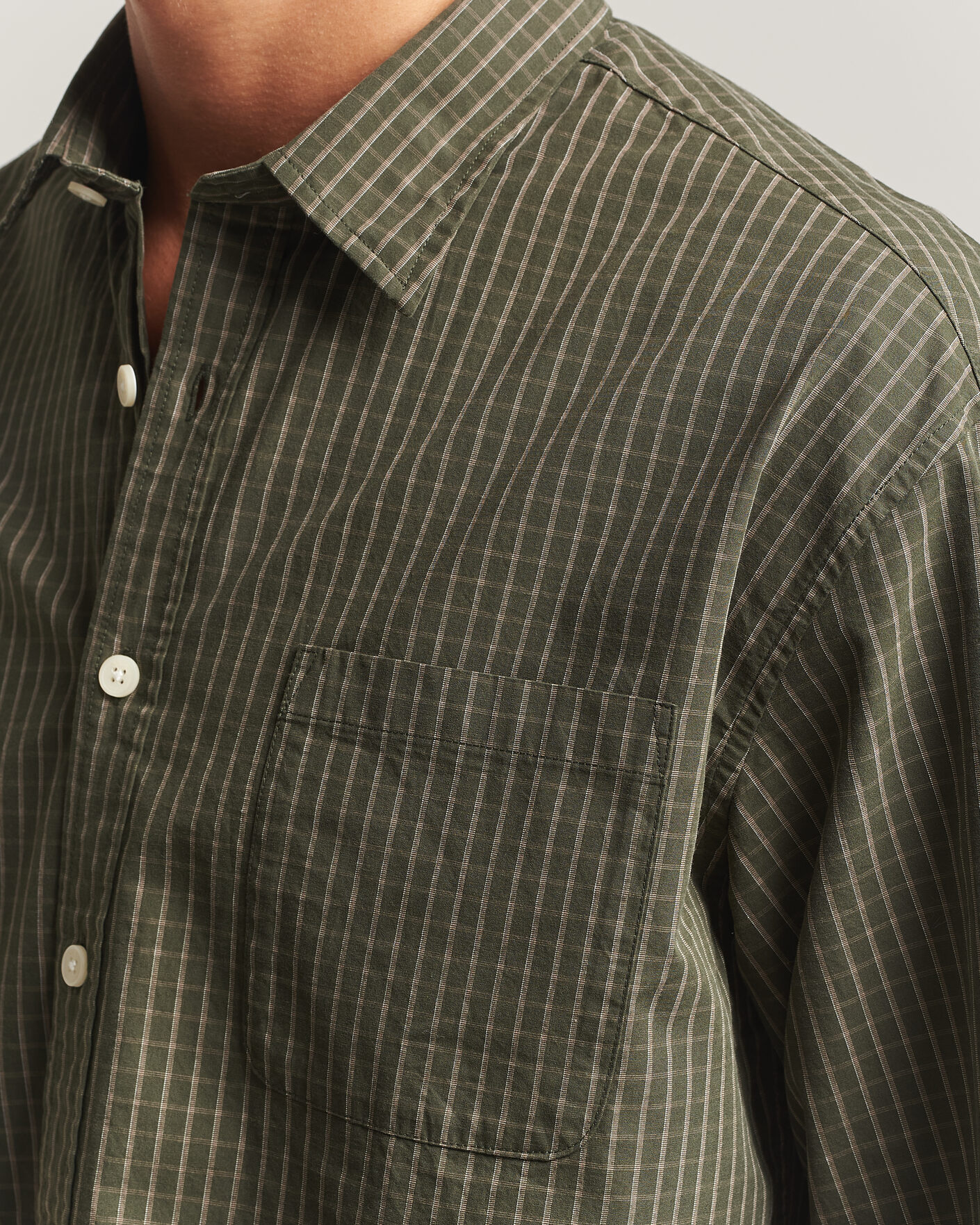 Homme | Chemises | NN07 | Deon Peached Cotton Checked Shirt Green