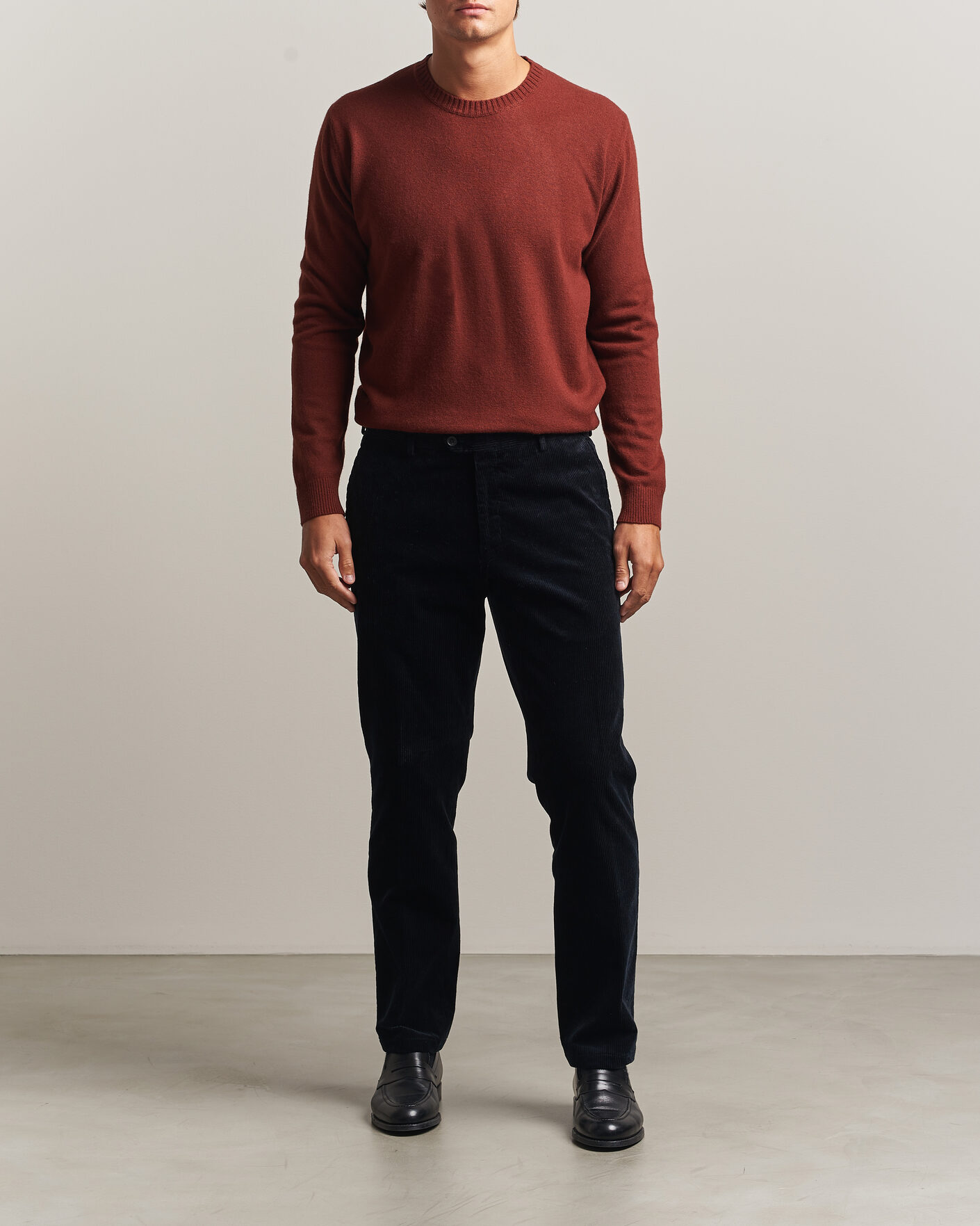 Heren | Truien | Oscar Jacobson | Valter Wool/Cashmere Round Neck Orange Rust