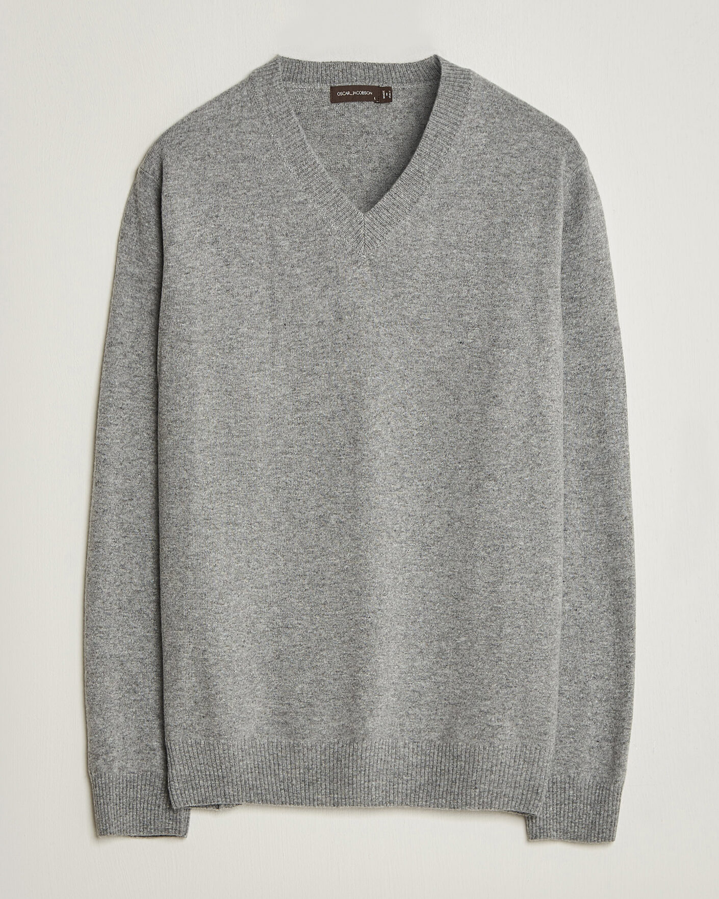 Homme | Pulls Et Tricots | Oscar Jacobson | Gregor Wool/Cashmere V-Neck Grey Melange