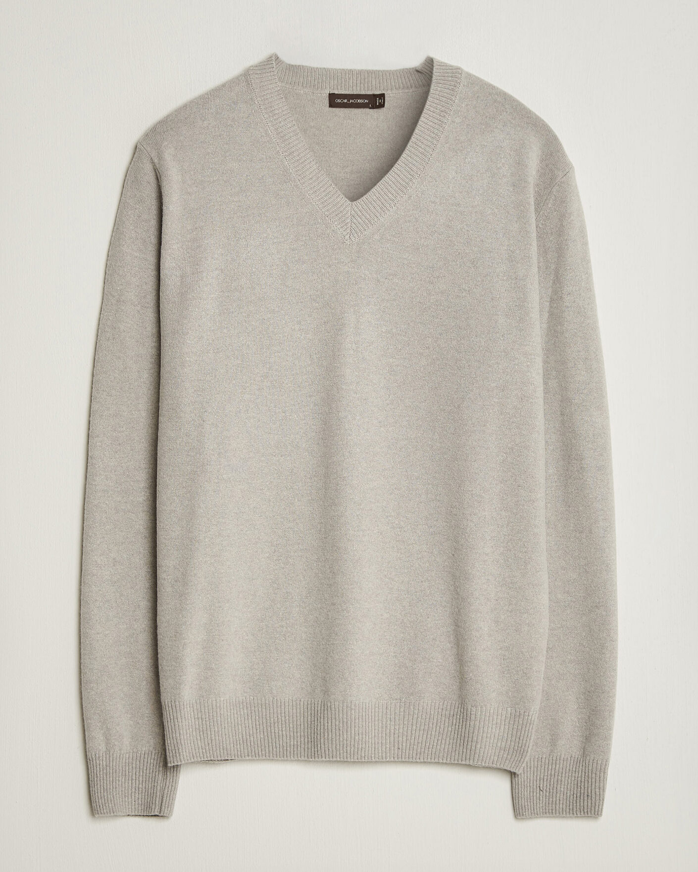 Heren | Truien | Oscar Jacobson | Gregor Wool/Cashmere V-Neck Light Beige