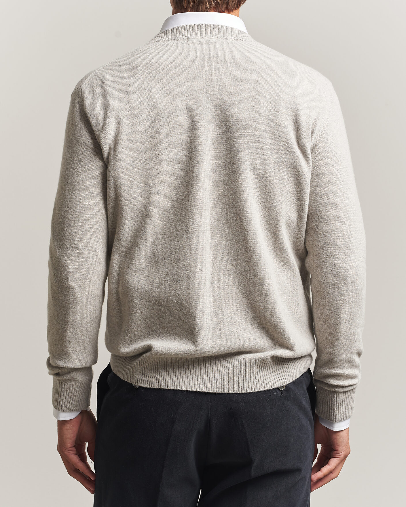 Heren | Truien | Oscar Jacobson | Gregor Wool/Cashmere V-Neck Light Beige