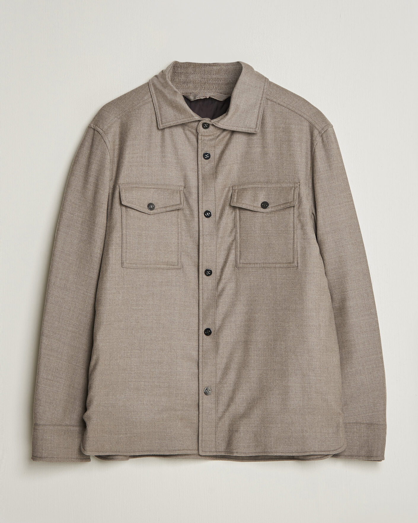 Heren | Jassen | Oscar Jacobson | Nylon/Wool Padded Shirt Jacket Taupe