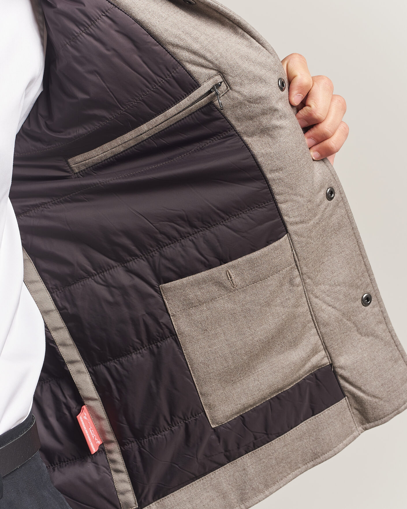 Heren | Jassen | Oscar Jacobson | Nylon/Wool Padded Shirt Jacket Taupe