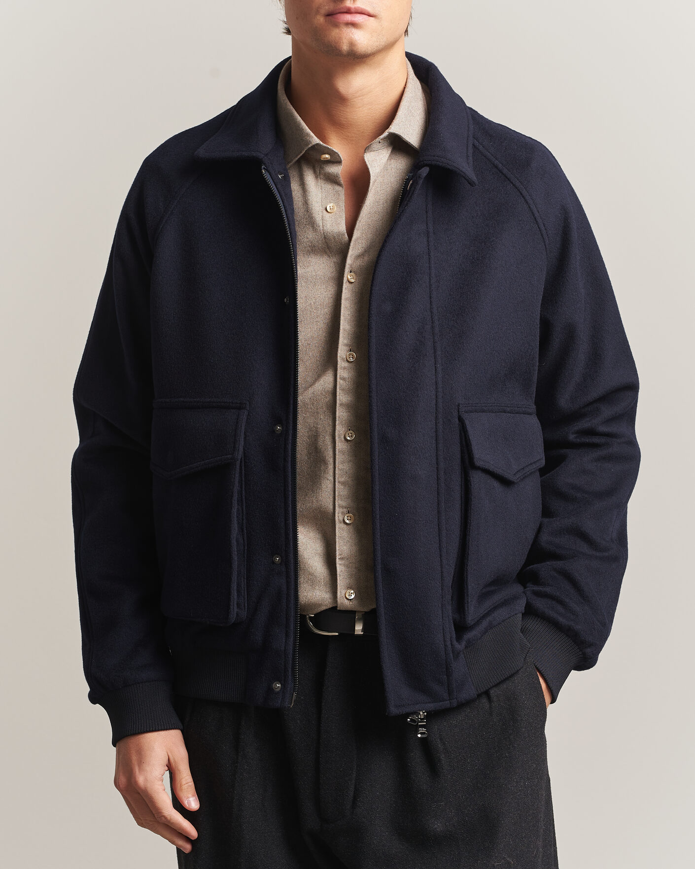 Homme | Manteaux Et Vestes | Oscar Jacobson | Aviator Wool Jacket Navy