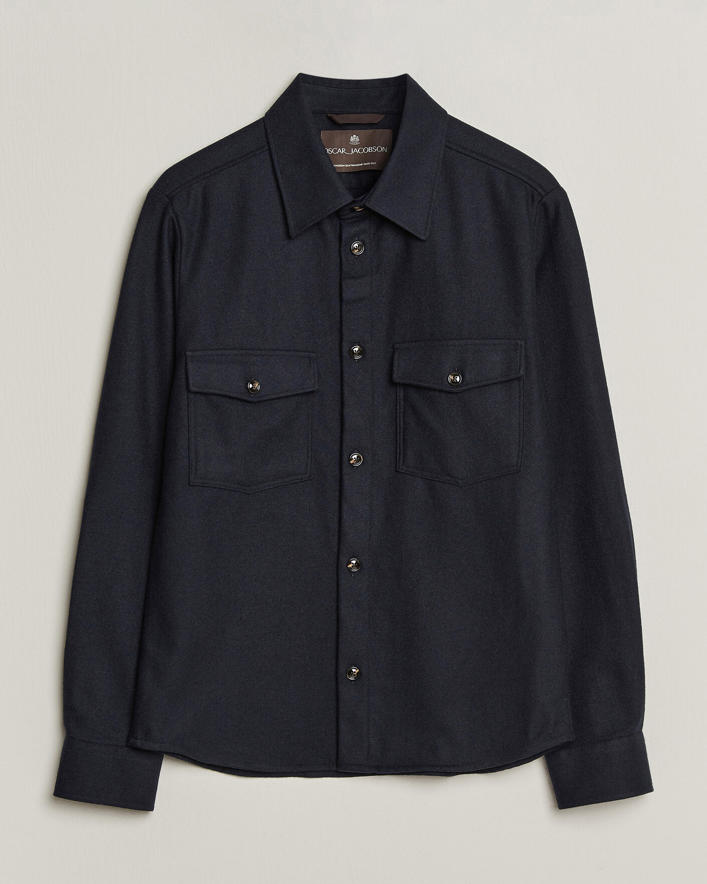 Heren | Overhemden | Oscar Jacobson | Magnus Wool Shirt Jacket Navy