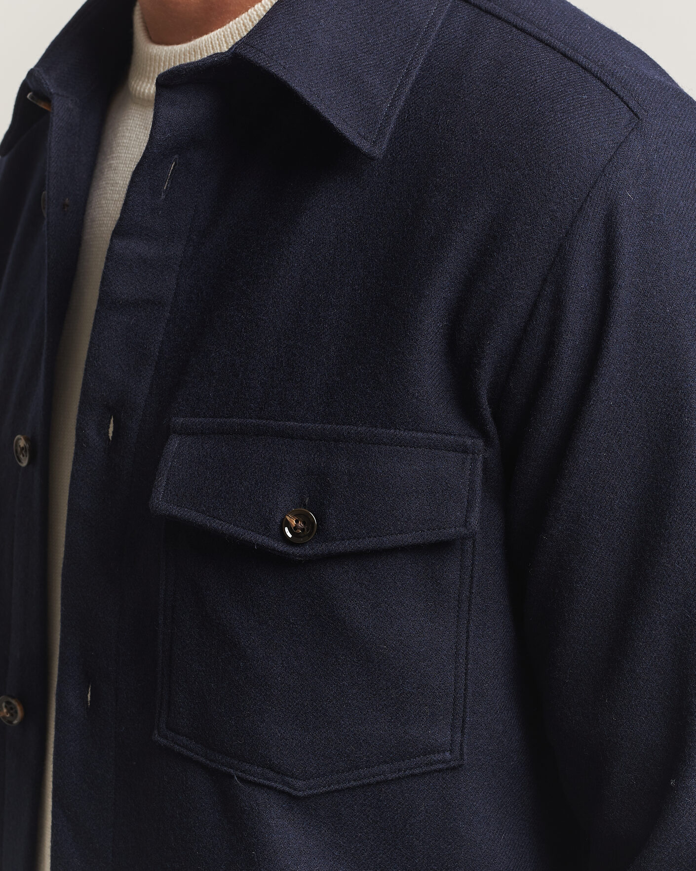 Heren | Overhemden | Oscar Jacobson | Magnus Wool Shirt Jacket Navy