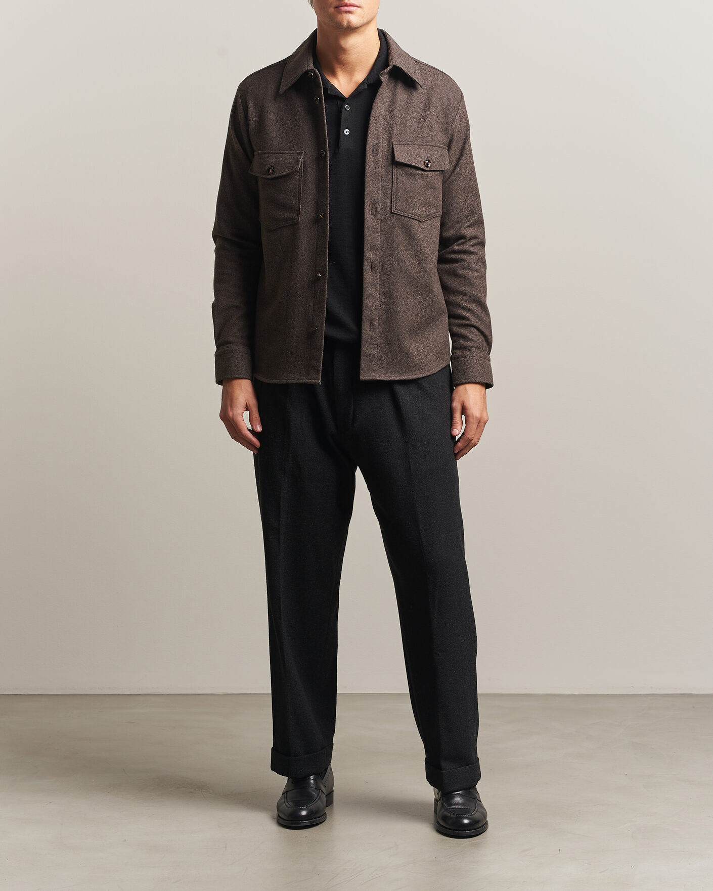 Heren | Overhemden | Oscar Jacobson | Magnus Wool Shirt Jacket Brown
