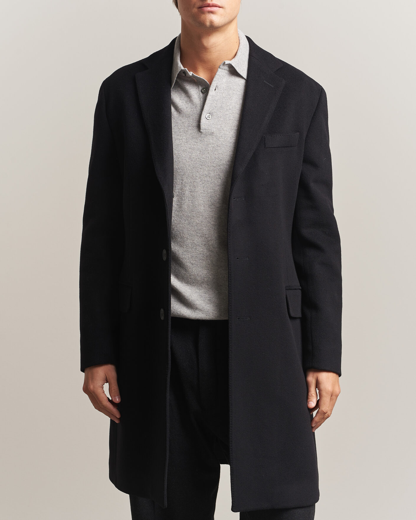 Homme | Manteaux Et Vestes | Oscar Jacobson | Sergio Wool Coat Black