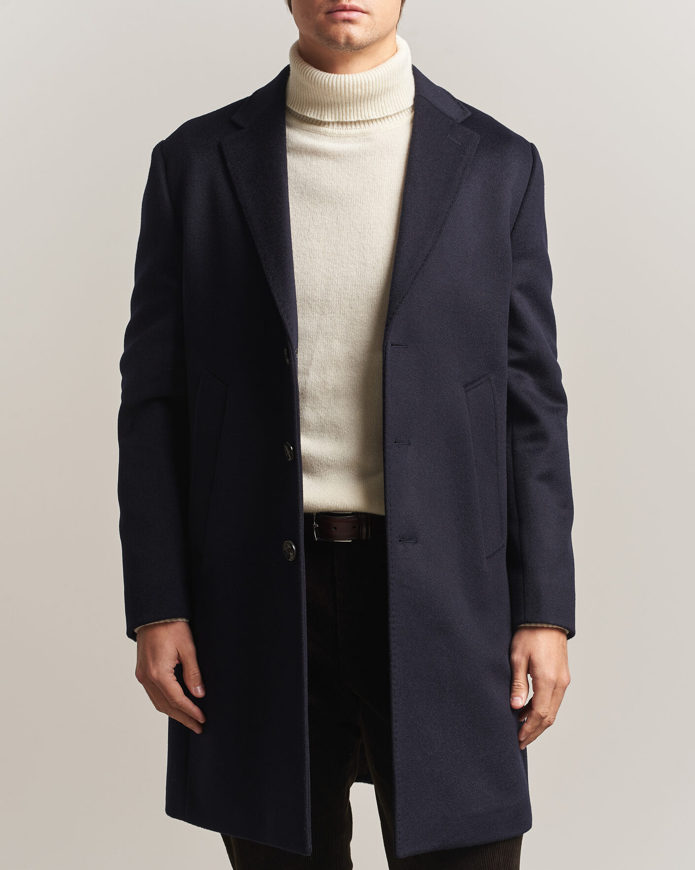 Heren | Jassen | Oscar Jacobson | Single Breasted Wool Coat Navy