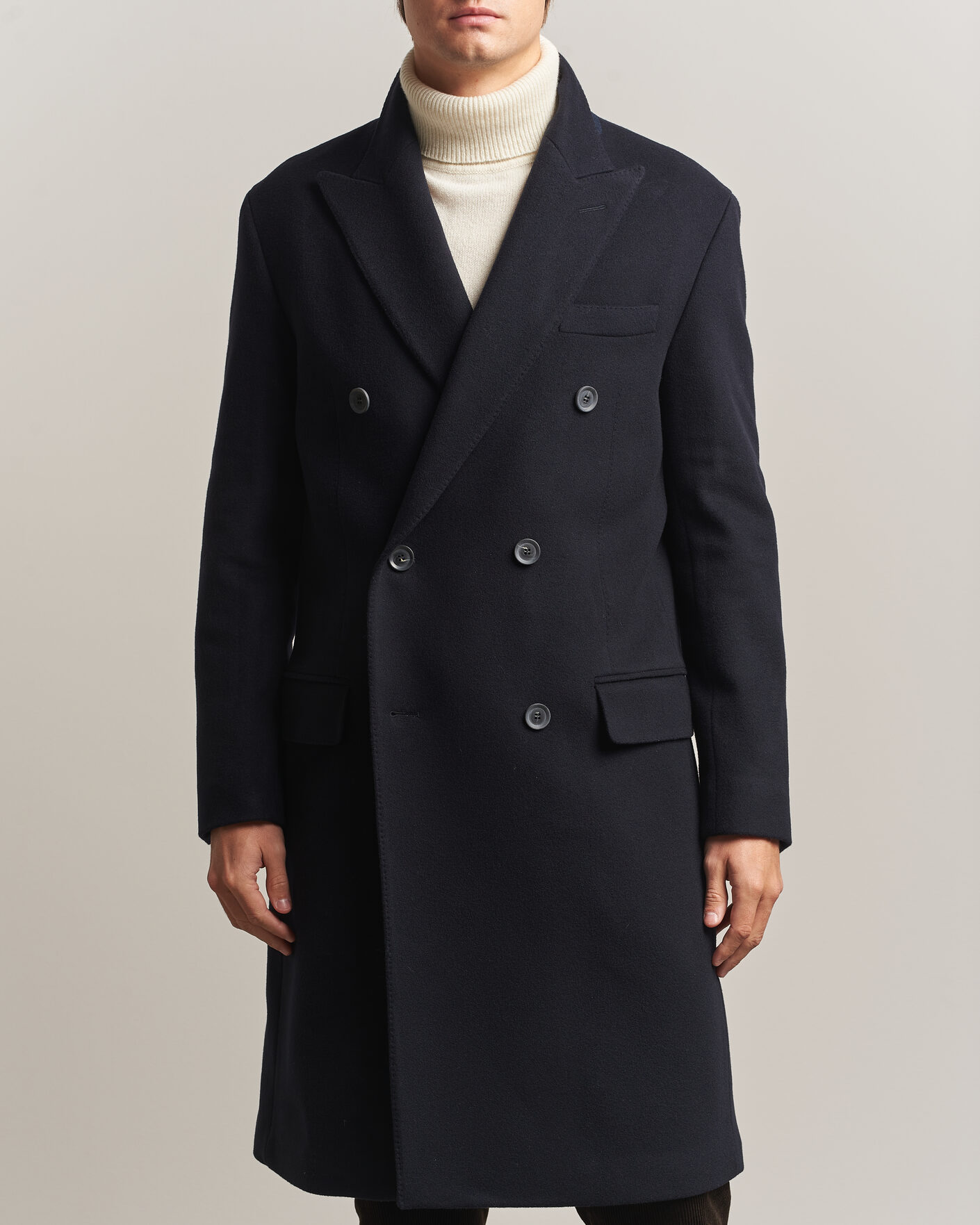 Homme | Manteaux Et Vestes | Oscar Jacobson | Sicily Double Breasted Wool Coat Navy