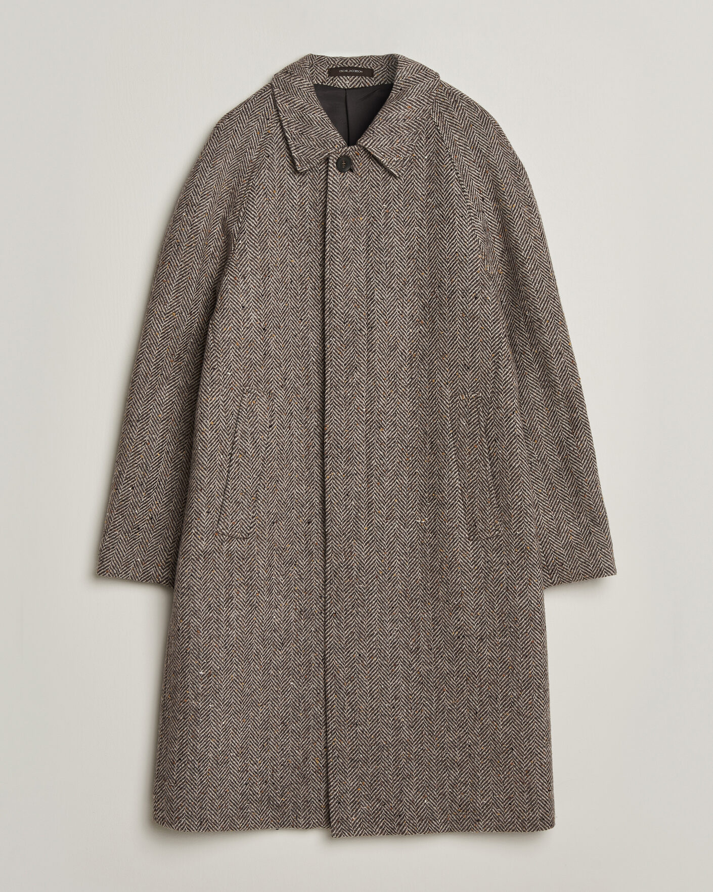 Heren | Jassen | Oscar Jacobson | Raglan Herringbone Wool Coat Beige