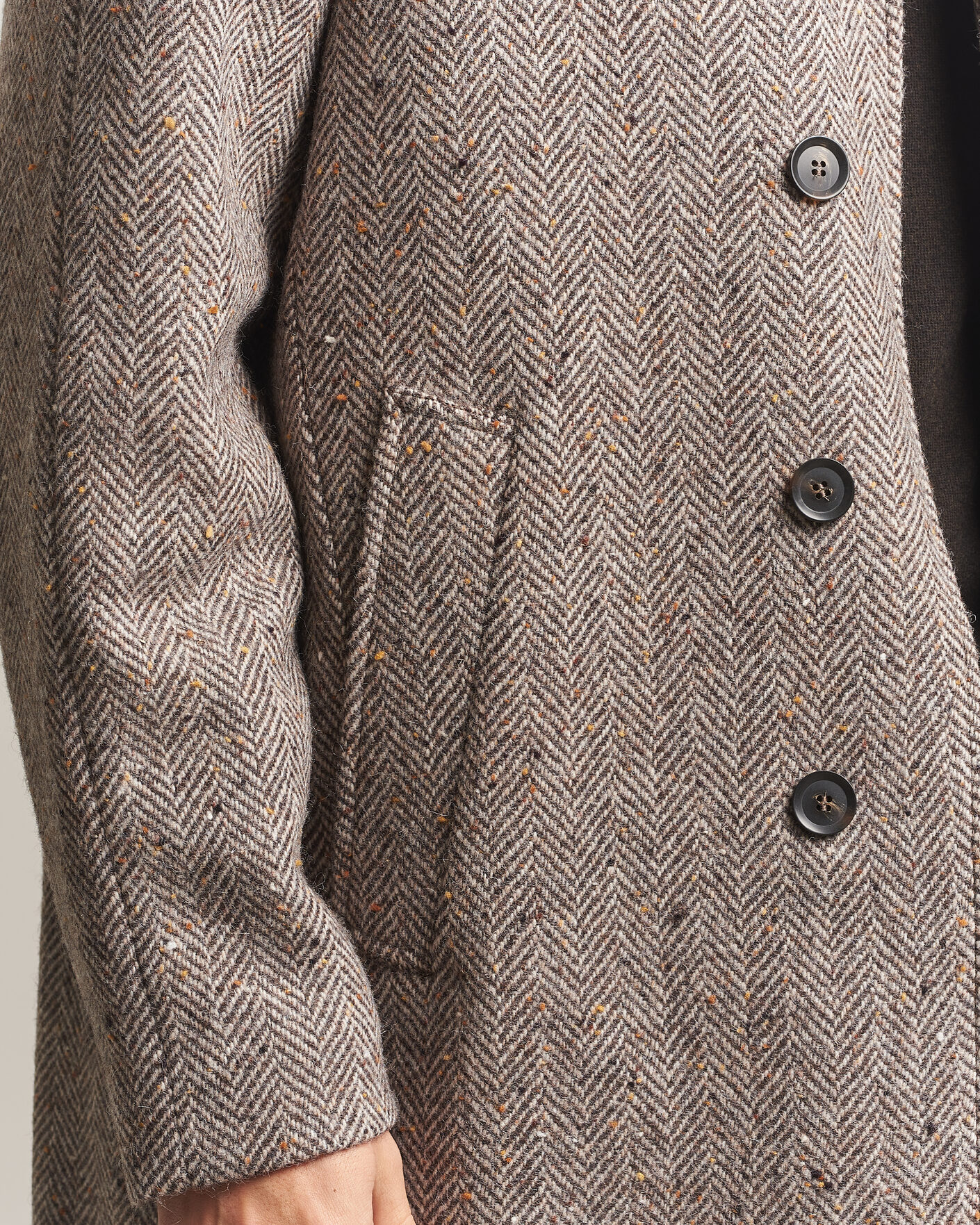 Heren | Jassen | Oscar Jacobson | Raglan Herringbone Wool Coat Beige