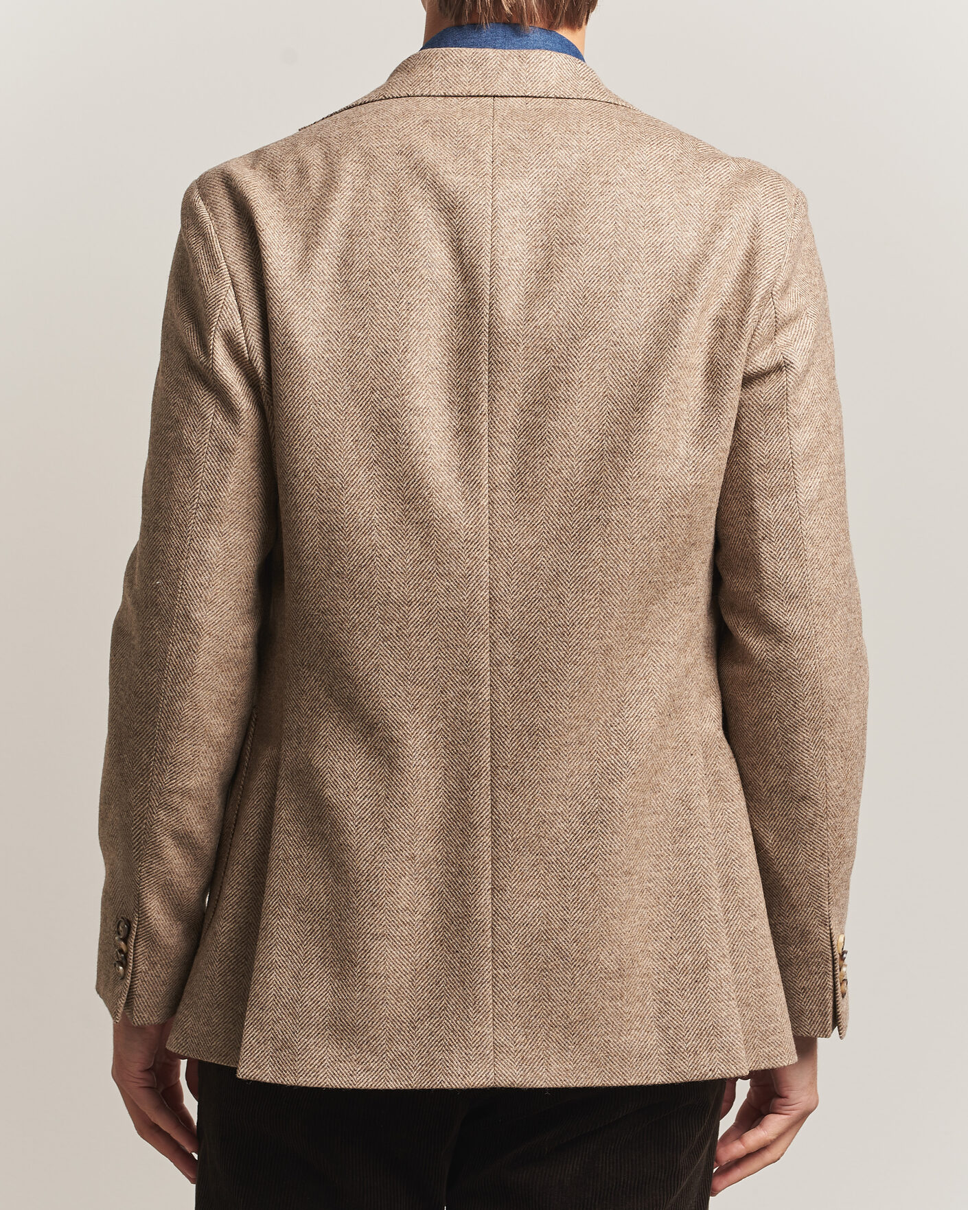 Homme | Blazers | Oscar Jacobson | Fogerty Herringbone Wool Blazer Beige