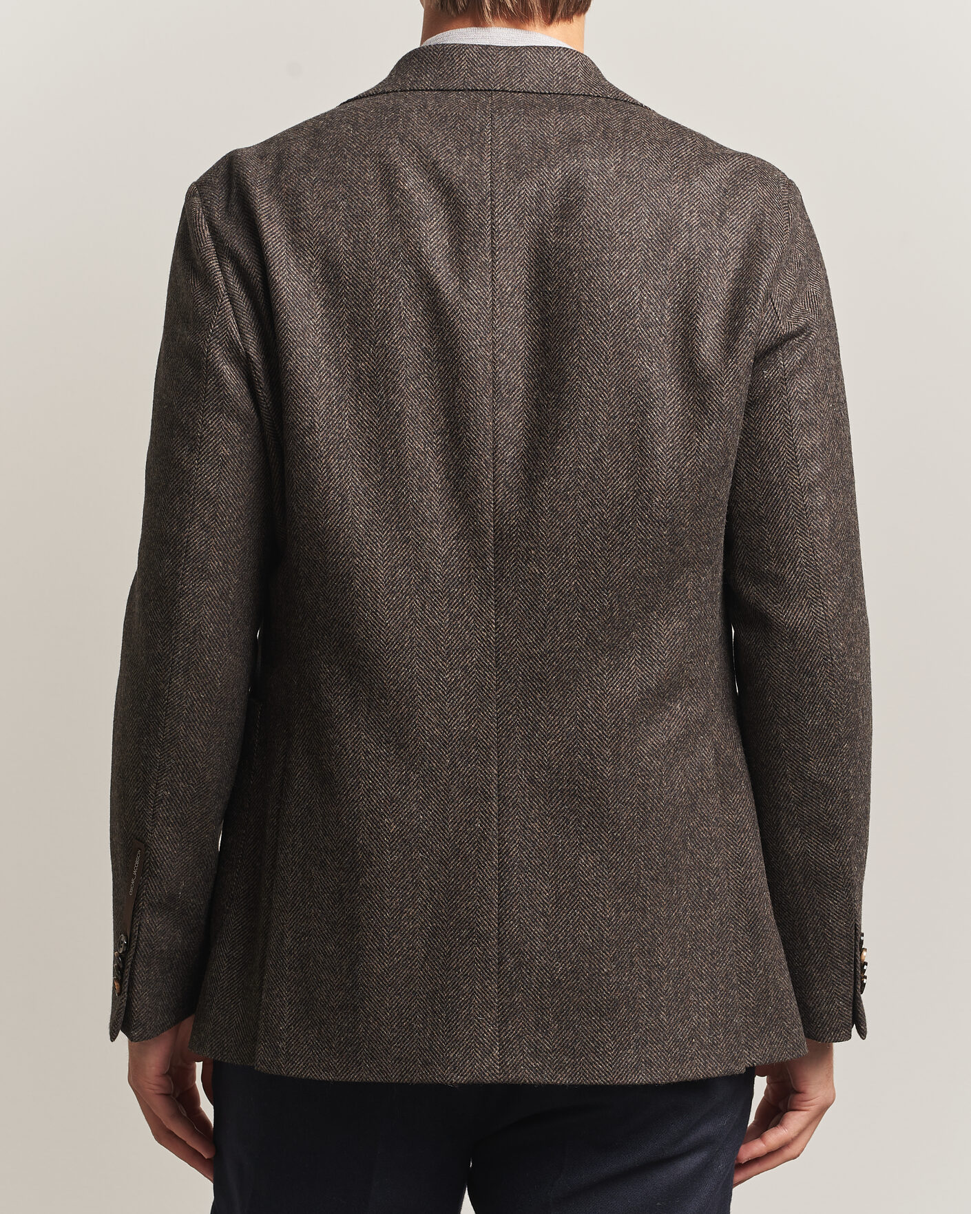 Homme | Blazers | Oscar Jacobson | Fogerty Herringbone Wool Blazer Brown