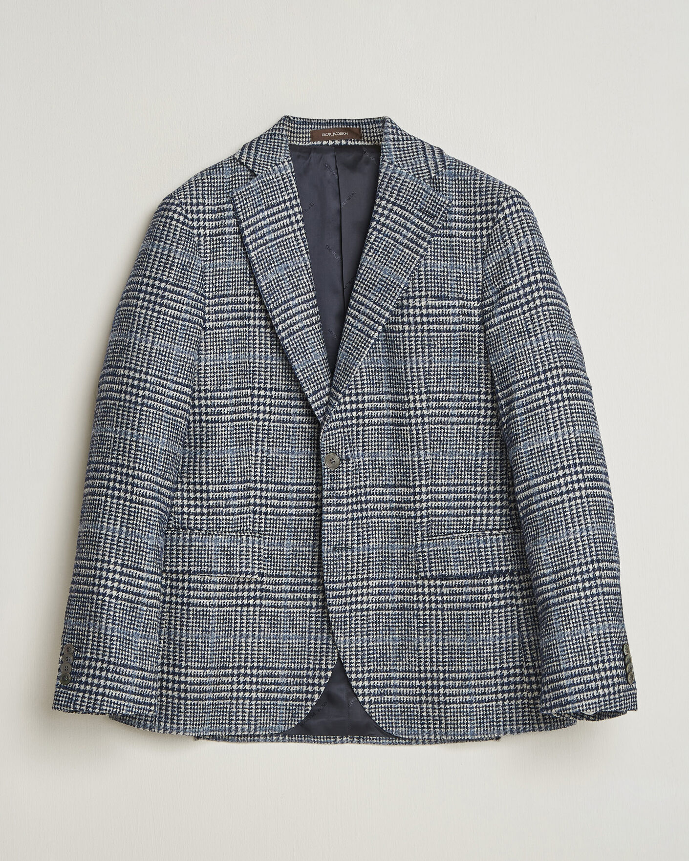 Heren | Blazers | Oscar Jacobson | Fogerty Checked Wool/Alpaca Blazer Blue