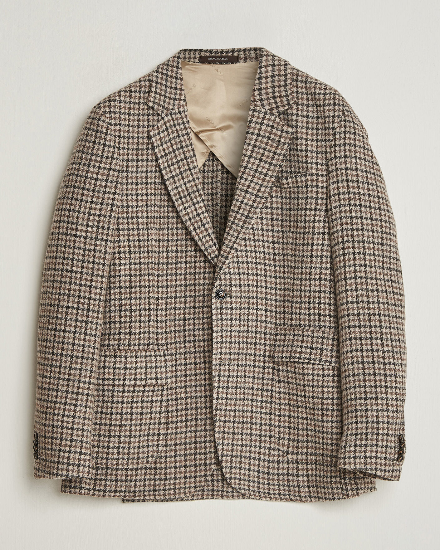 Heren | Blazers | Oscar Jacobson | Fridolf Wool Houndstooth Patch Blazer Brown