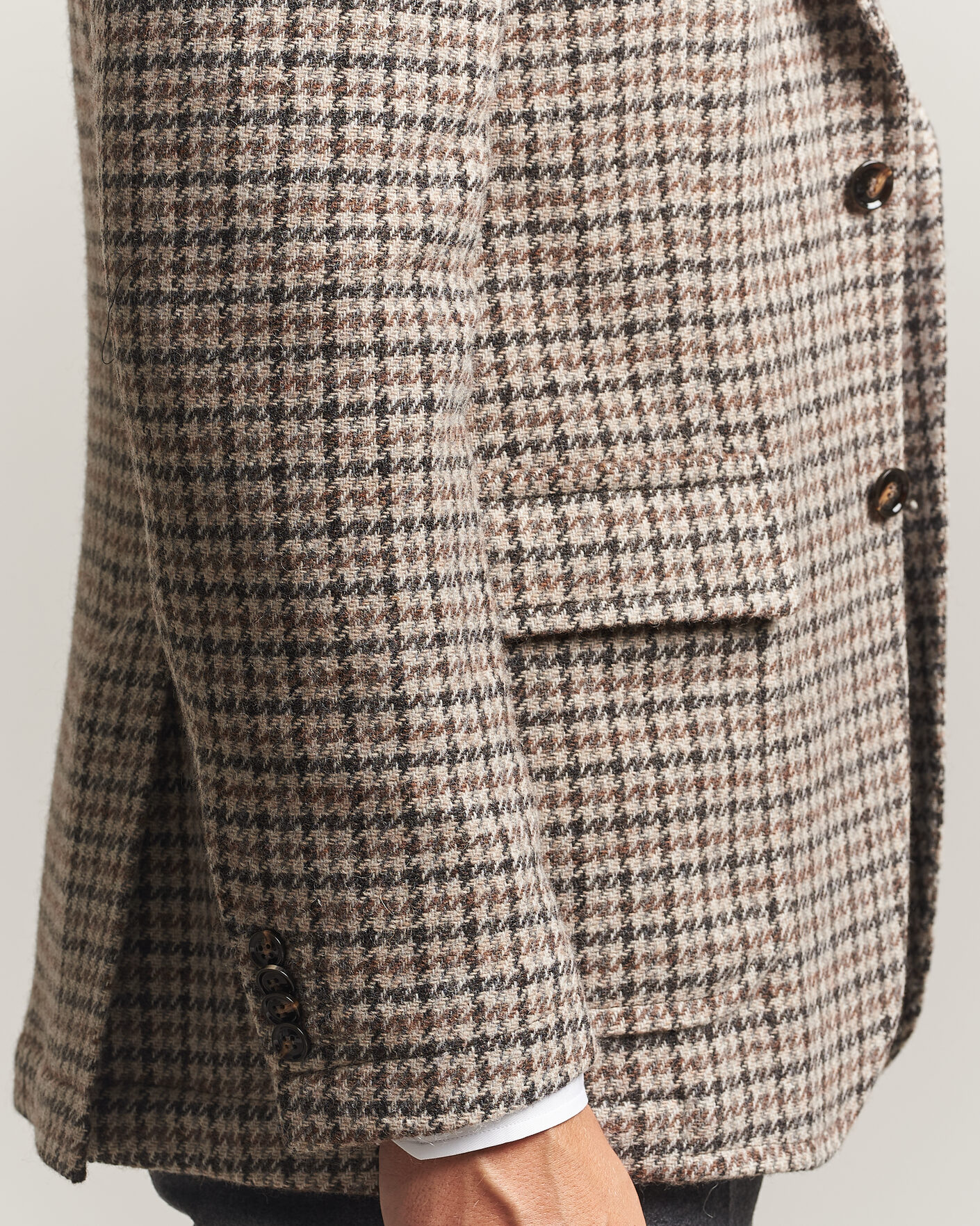 Heren | Blazers | Oscar Jacobson | Fridolf Wool Houndstooth Patch Blazer Brown