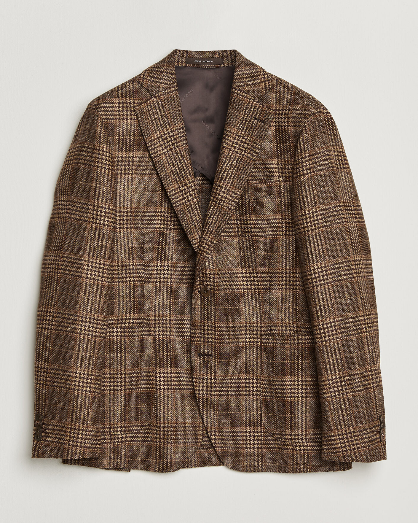 Heren | Blazers | Oscar Jacobson | Ferry Patch Checked Wool/Cashmere Blazer Brown