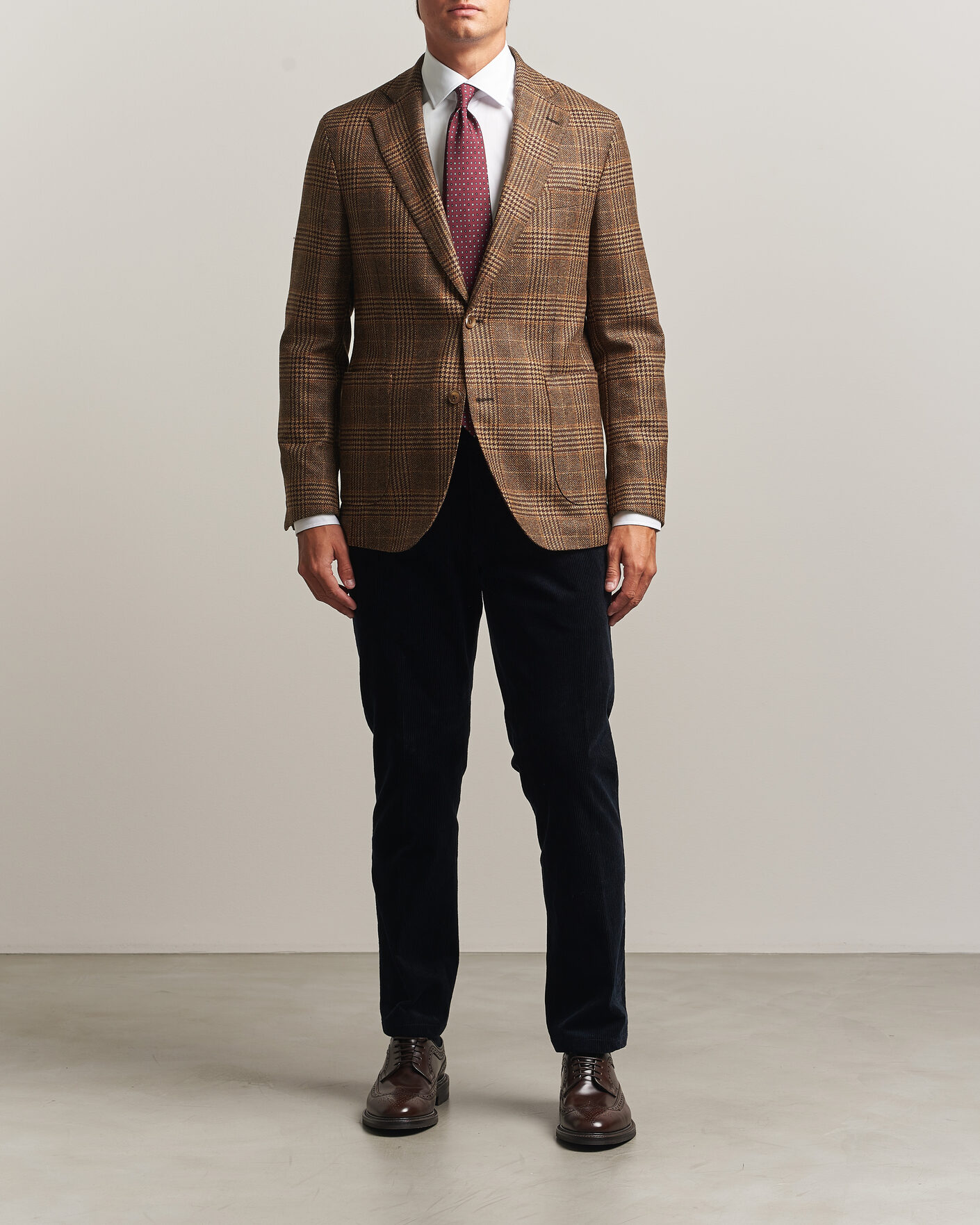 Heren | Blazers | Oscar Jacobson | Ferry Patch Checked Wool/Cashmere Blazer Brown
