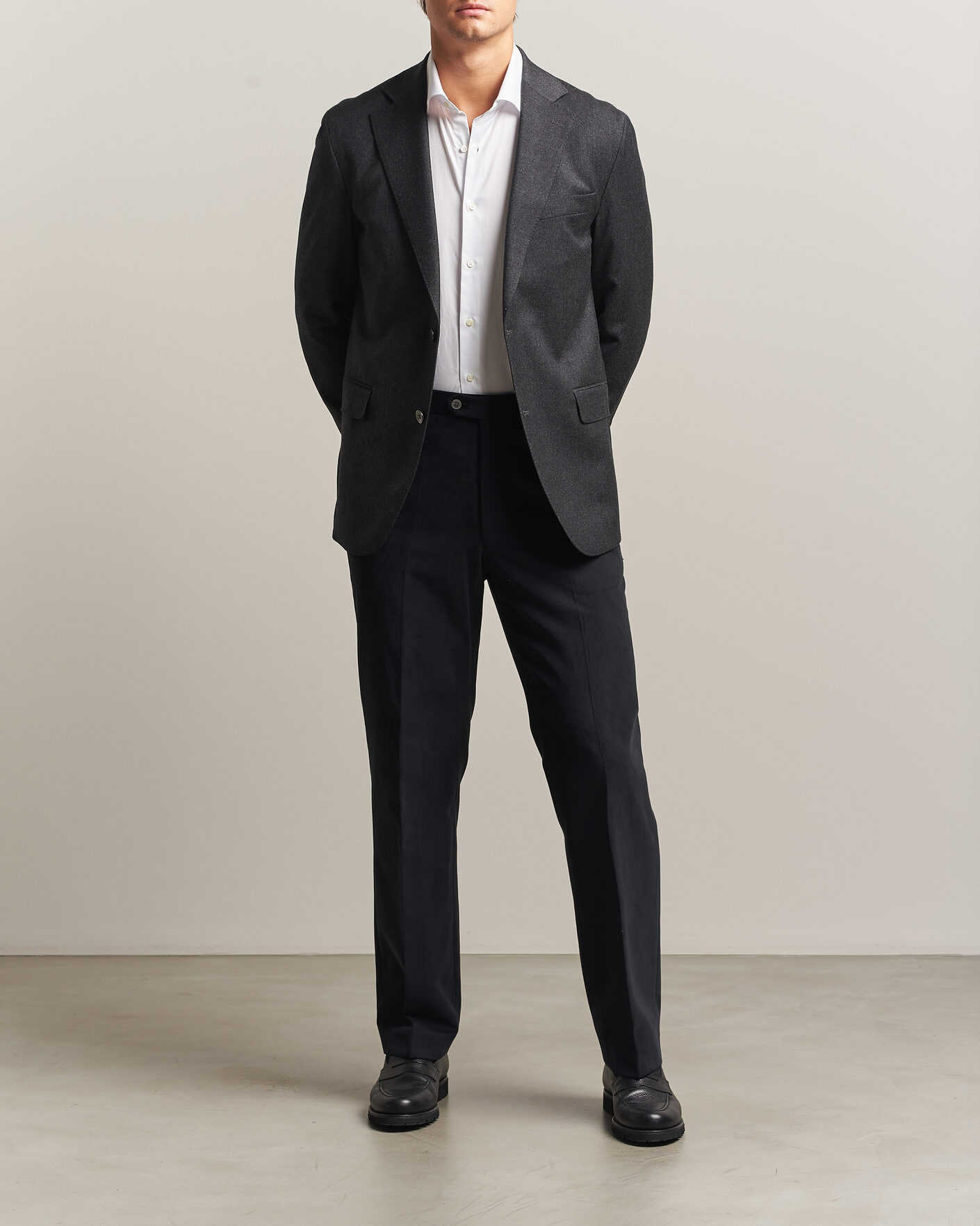 Homme | Blazers | Oscar Jacobson | Fogerty Wool Flannel Blazer Charcoal