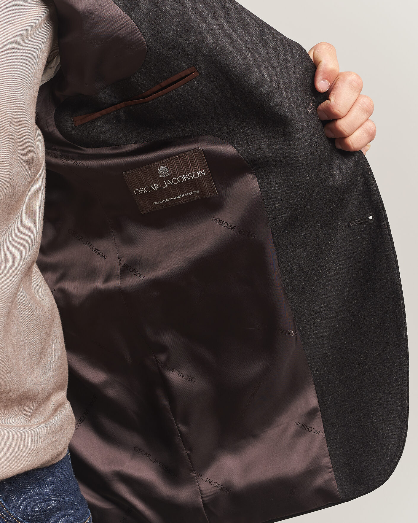 Homme | Blazers | Oscar Jacobson | Fogerty Wool Flannel Blazer Brown