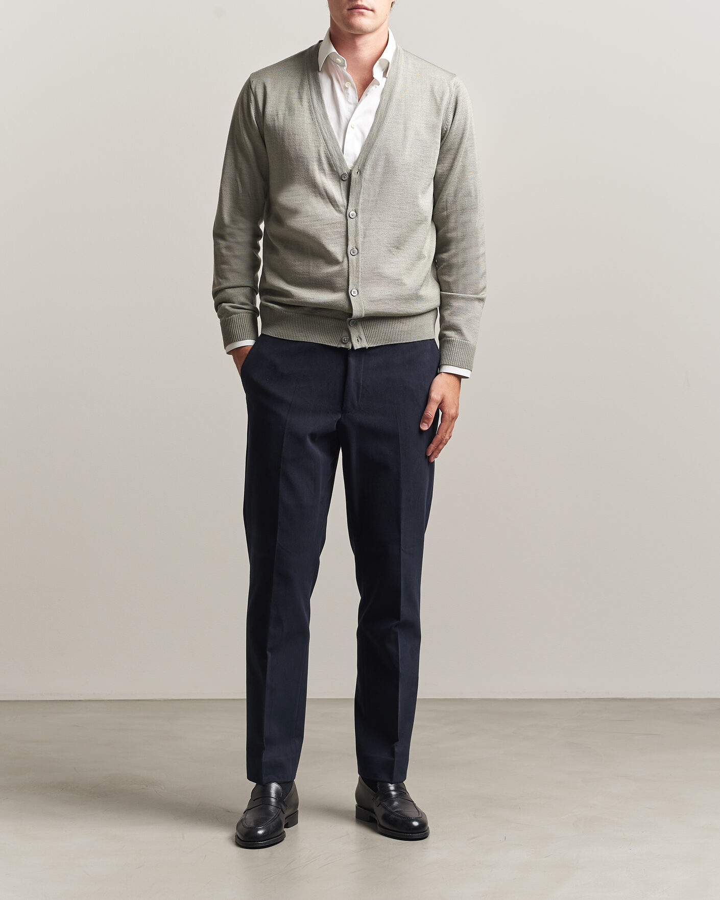 Heren | Broeken | Oscar Jacobson | Dandy Brushed Cotton Trousers Blue
