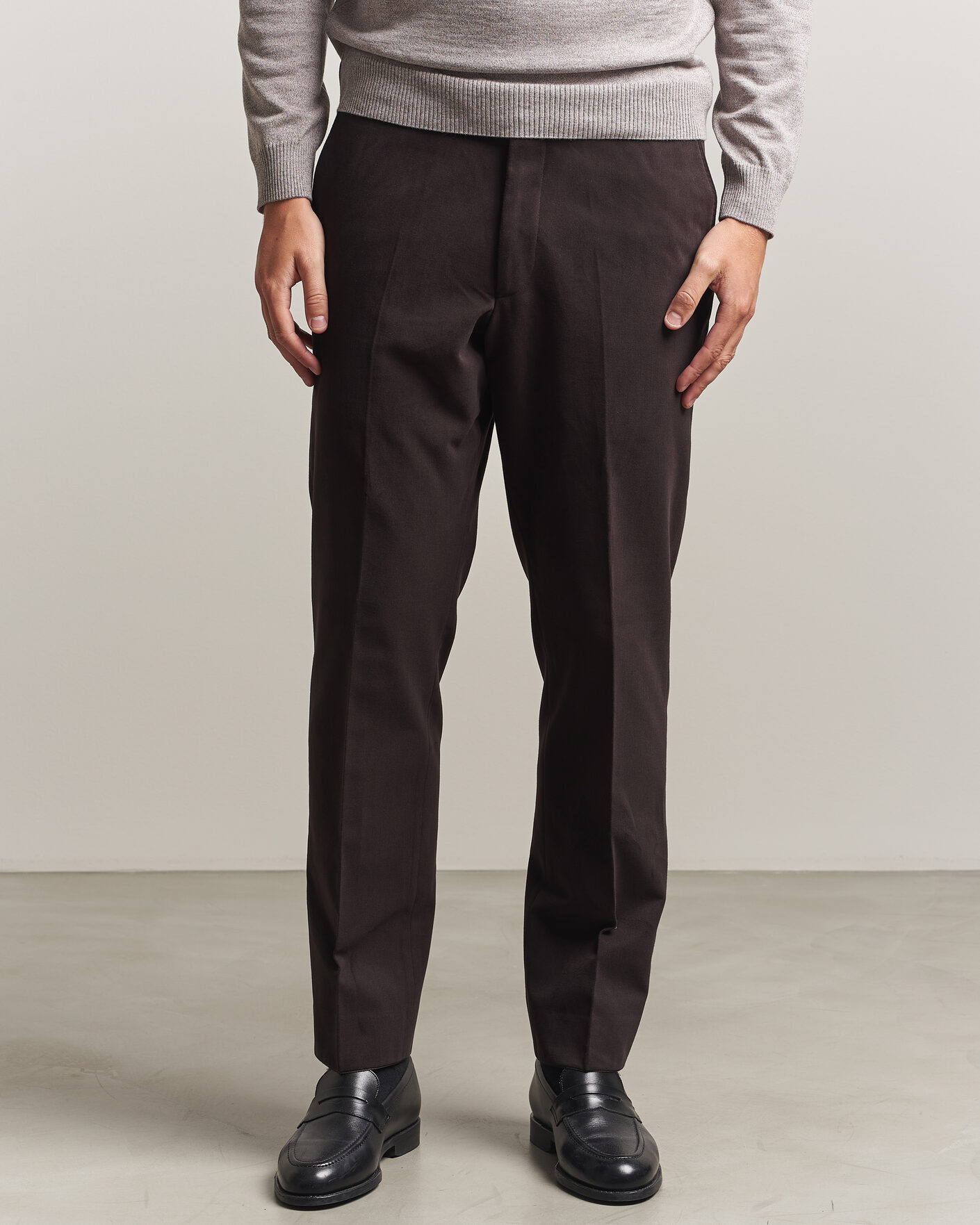 Heren | Broeken | Oscar Jacobson | Dandy Brushed Cotton Trousers Brown