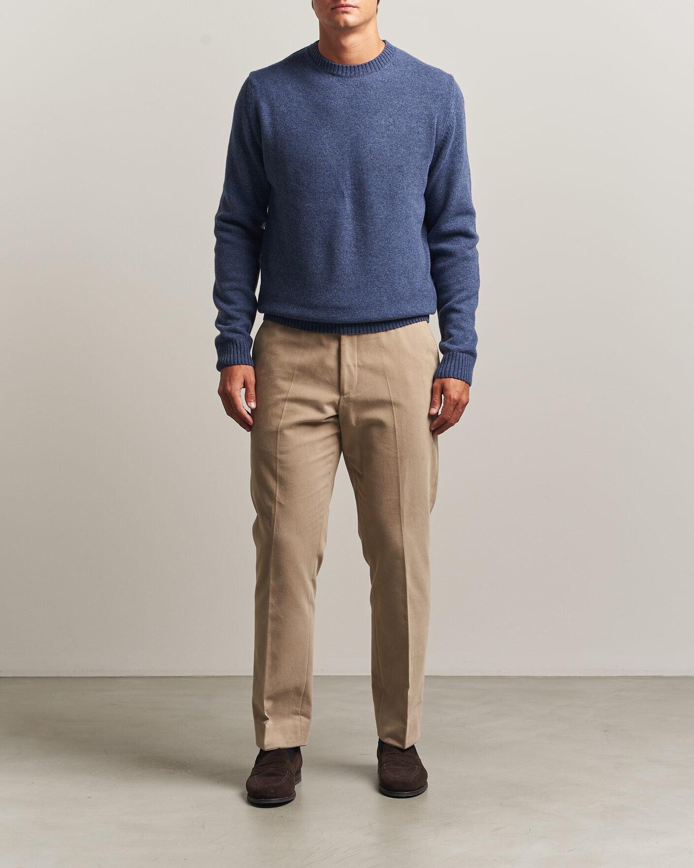 Homme | Pulls Et Tricots | Stenströms | Brushed Merino Crew Neck Blue