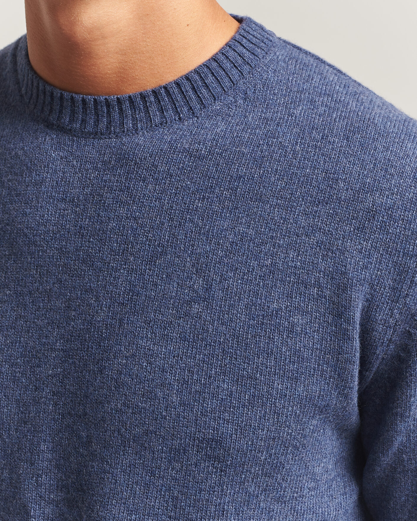 Homme | Pulls Et Tricots | Stenströms | Brushed Merino Crew Neck Blue