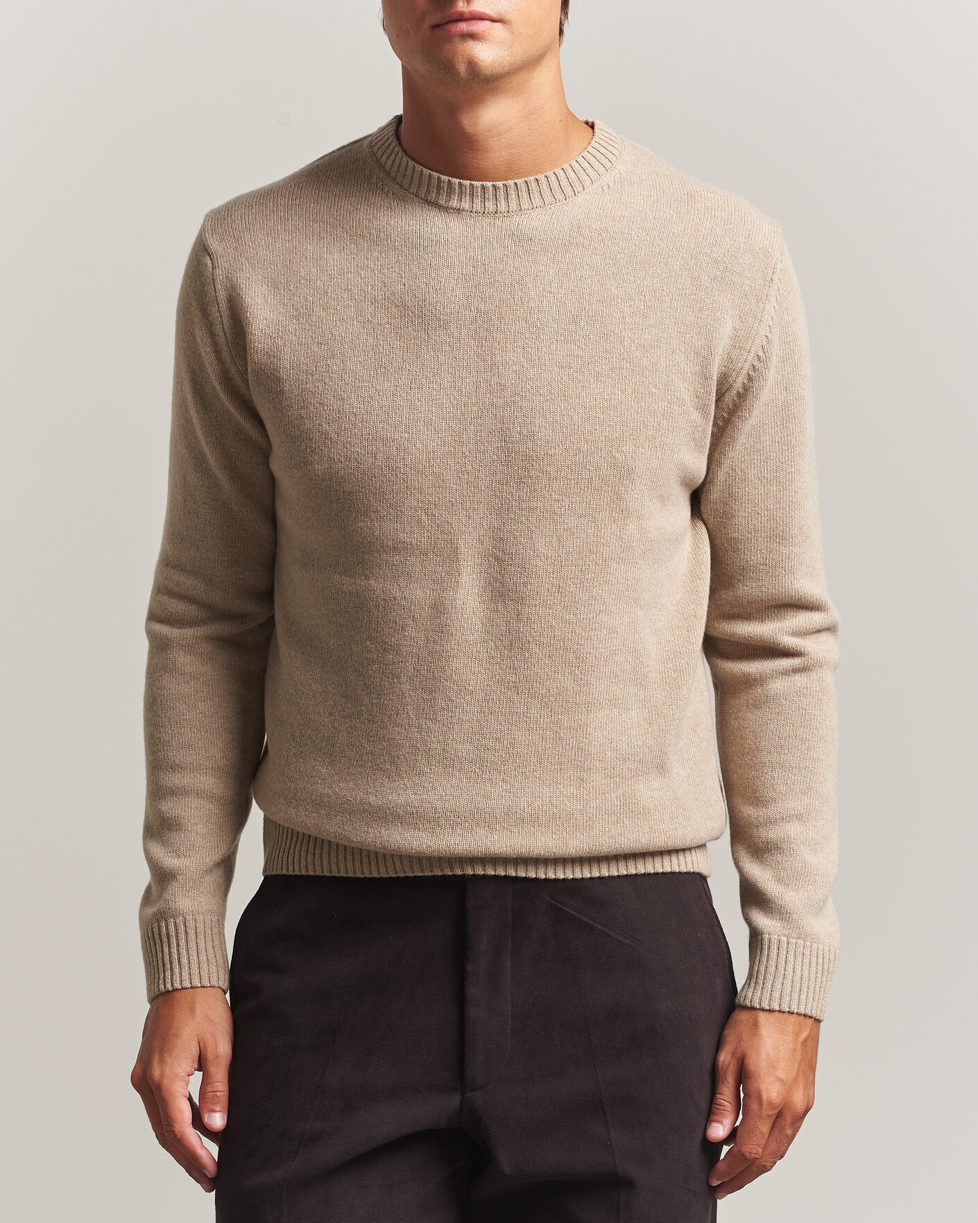 Homme | Pulls Et Tricots | Stenströms | Brushed Merino Crew Neck Beige