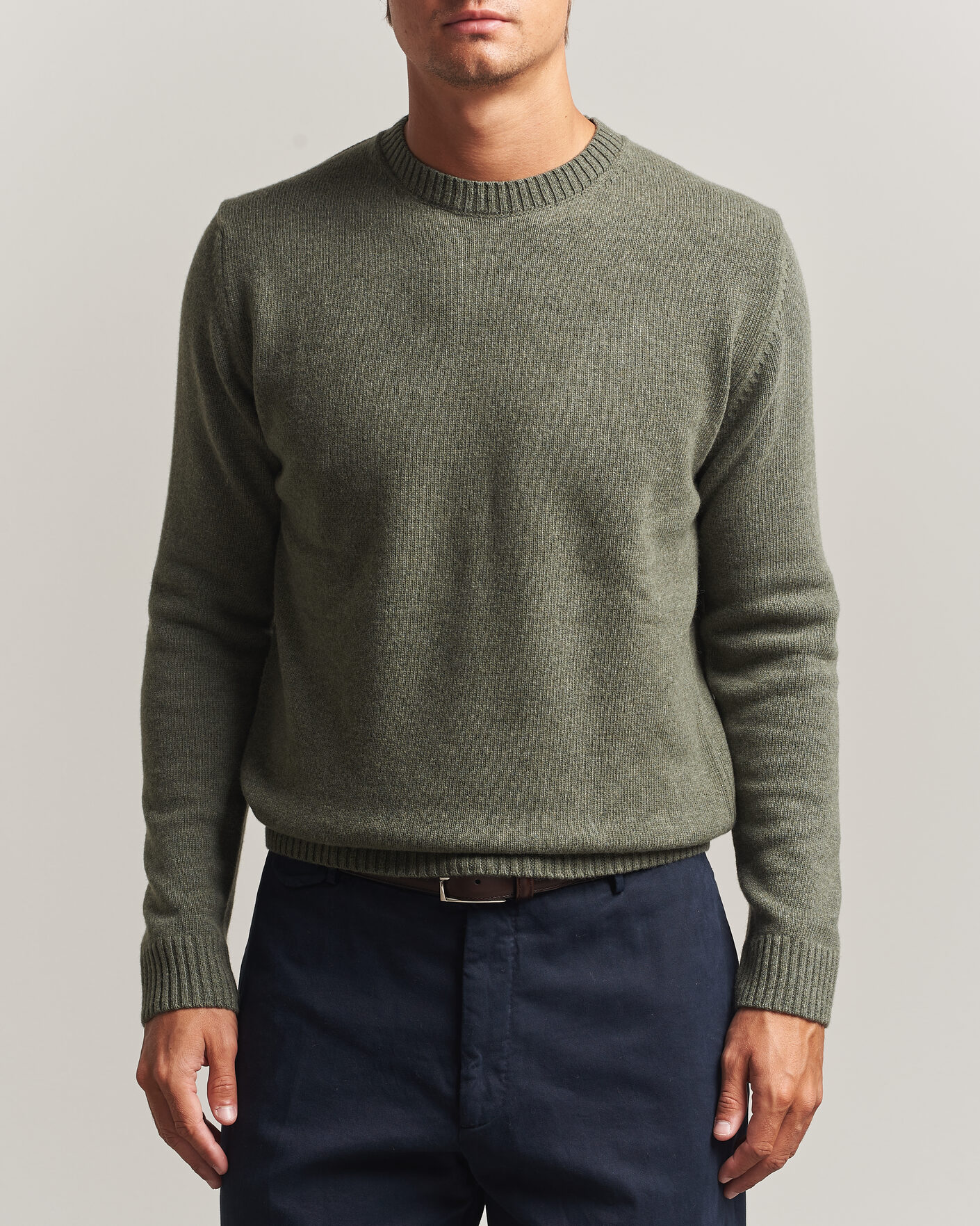 Homme | Pulls Et Tricots | Stenströms | Brushed Merino Crew Neck Green