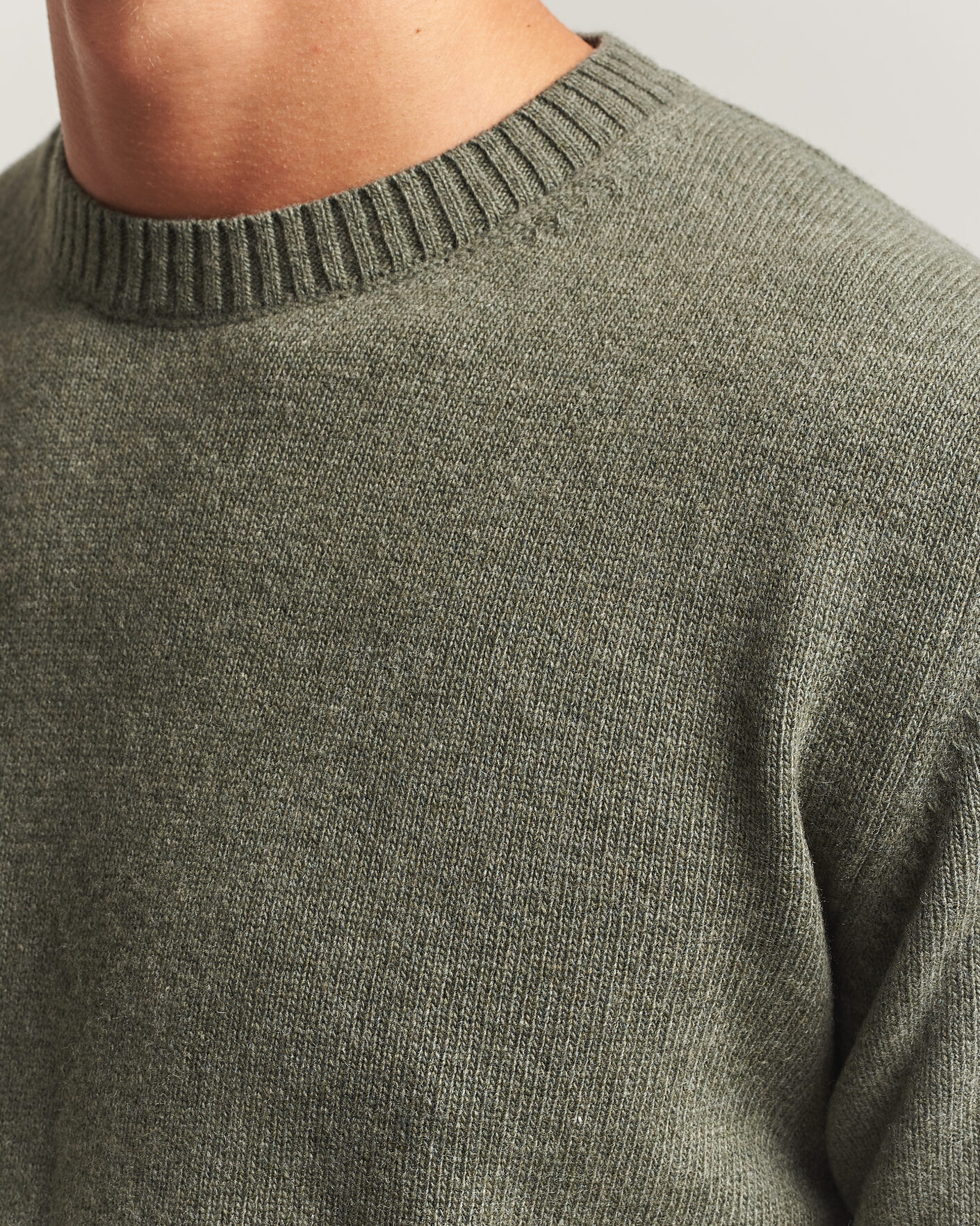 Homme | Pulls Et Tricots | Stenströms | Brushed Merino Crew Neck Green