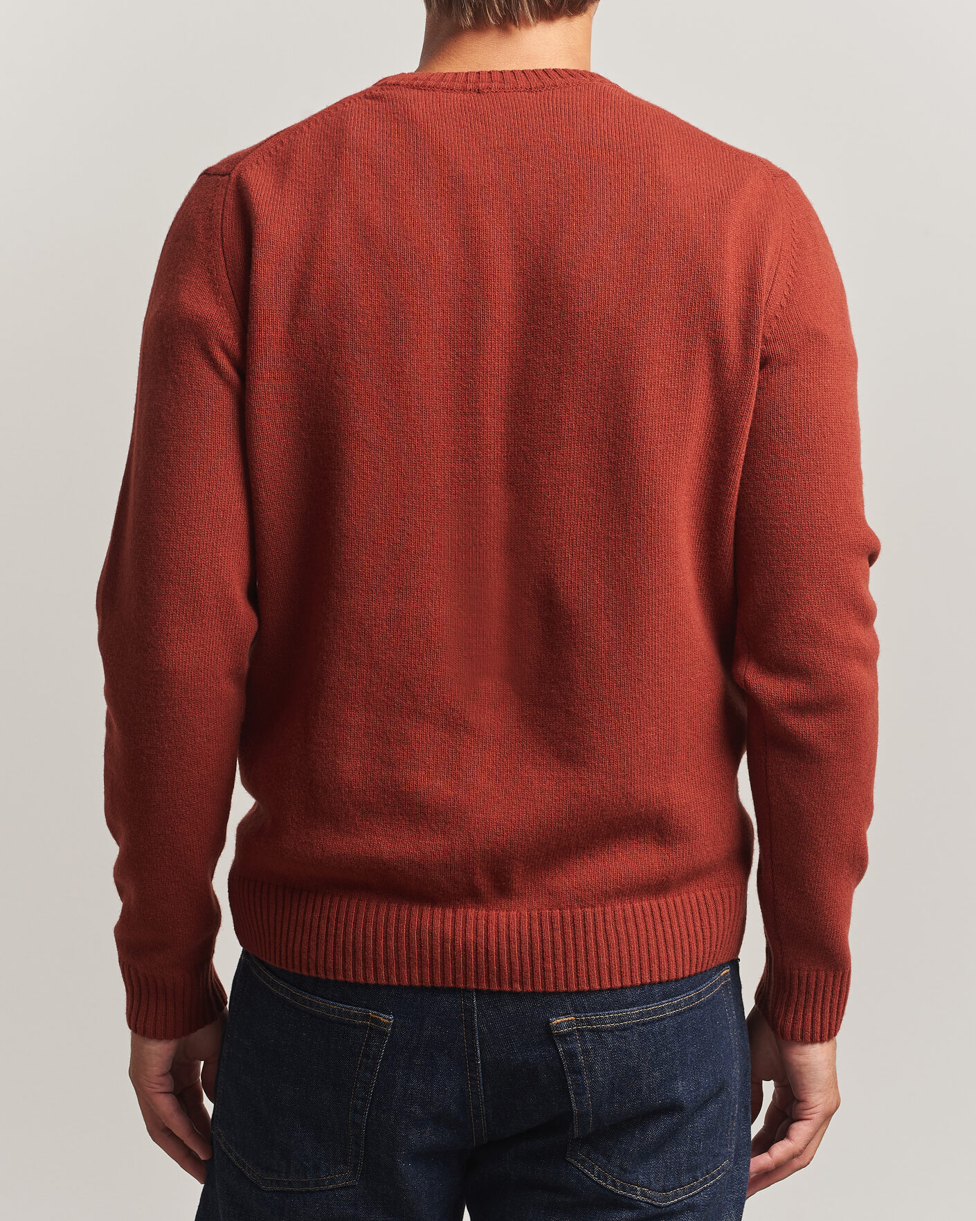 Homme | Pulls Et Tricots | Stenströms | Brushed Merino Crew Neck Burnt Orange