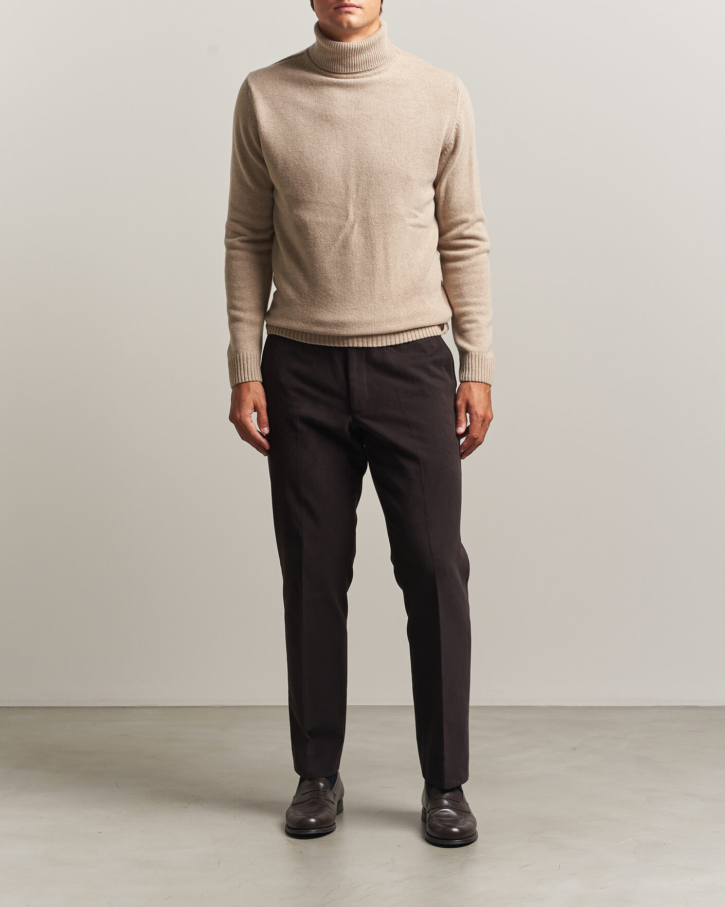Homme | Pulls Et Tricots | Stenströms | Brushed Merino Rollneck Beige