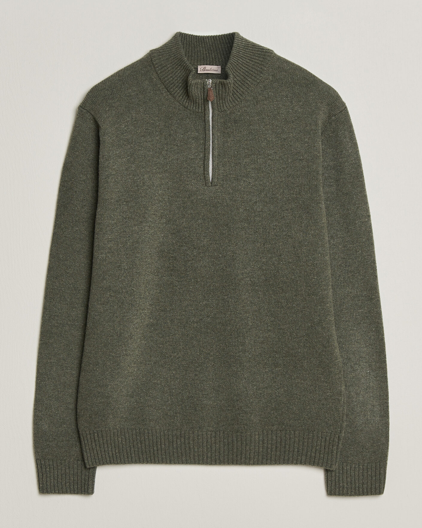 Homme | Pulls Et Tricots | Stenströms | Brushed Merino Half-Zip Green
