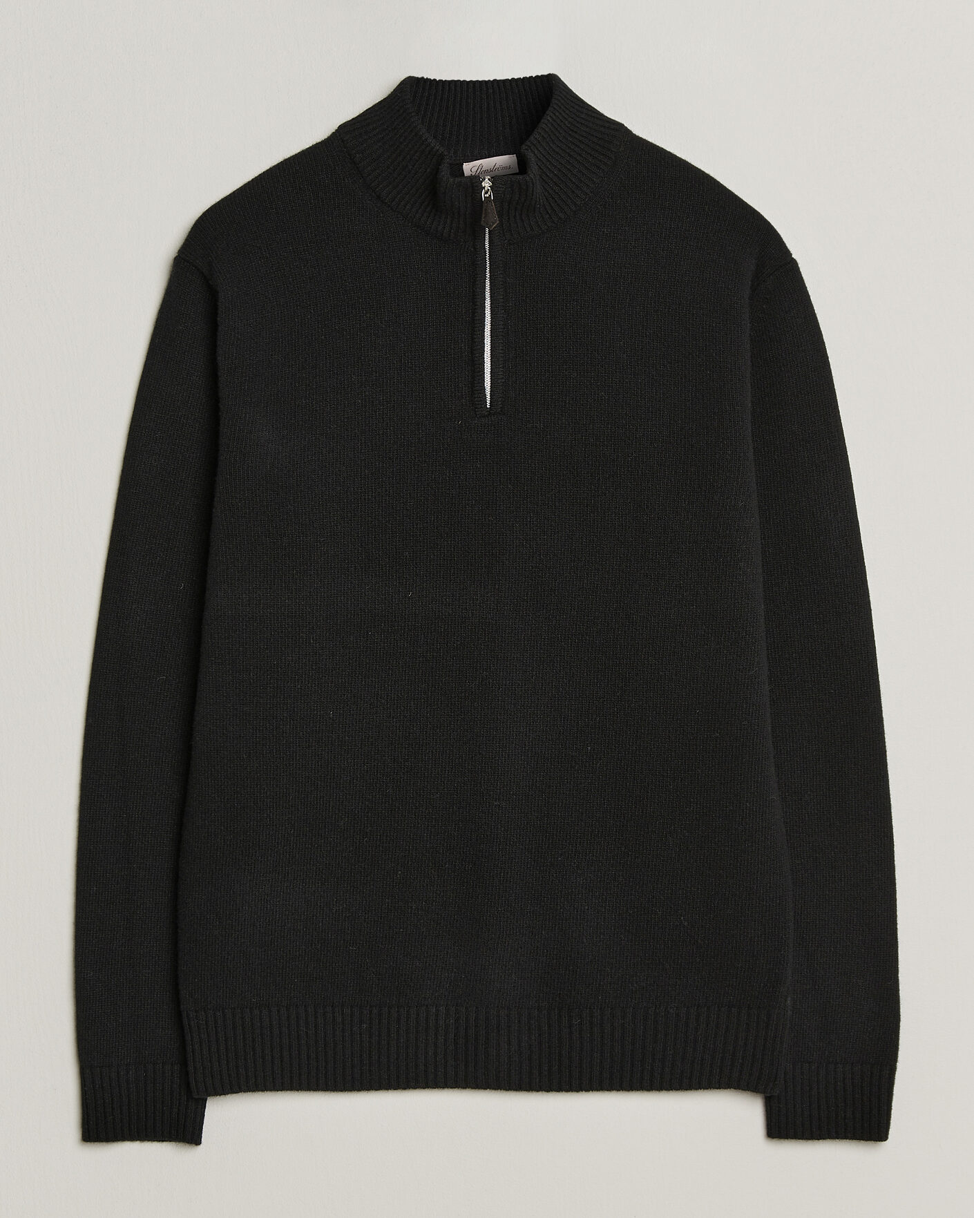Heren | Truien | Stenströms | Brushed Merino Half-Zip Black