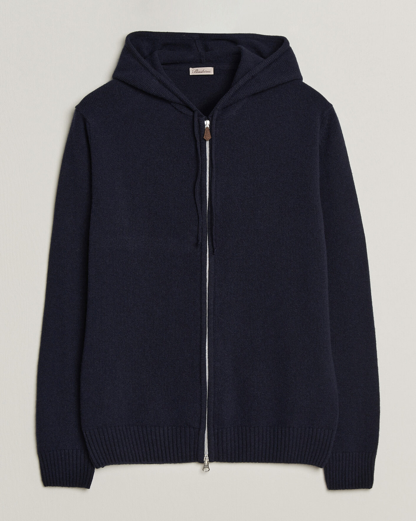 Homme | Pulls Et Tricots | Stenströms | Brushed Merino Full-Zip Hood Navy
