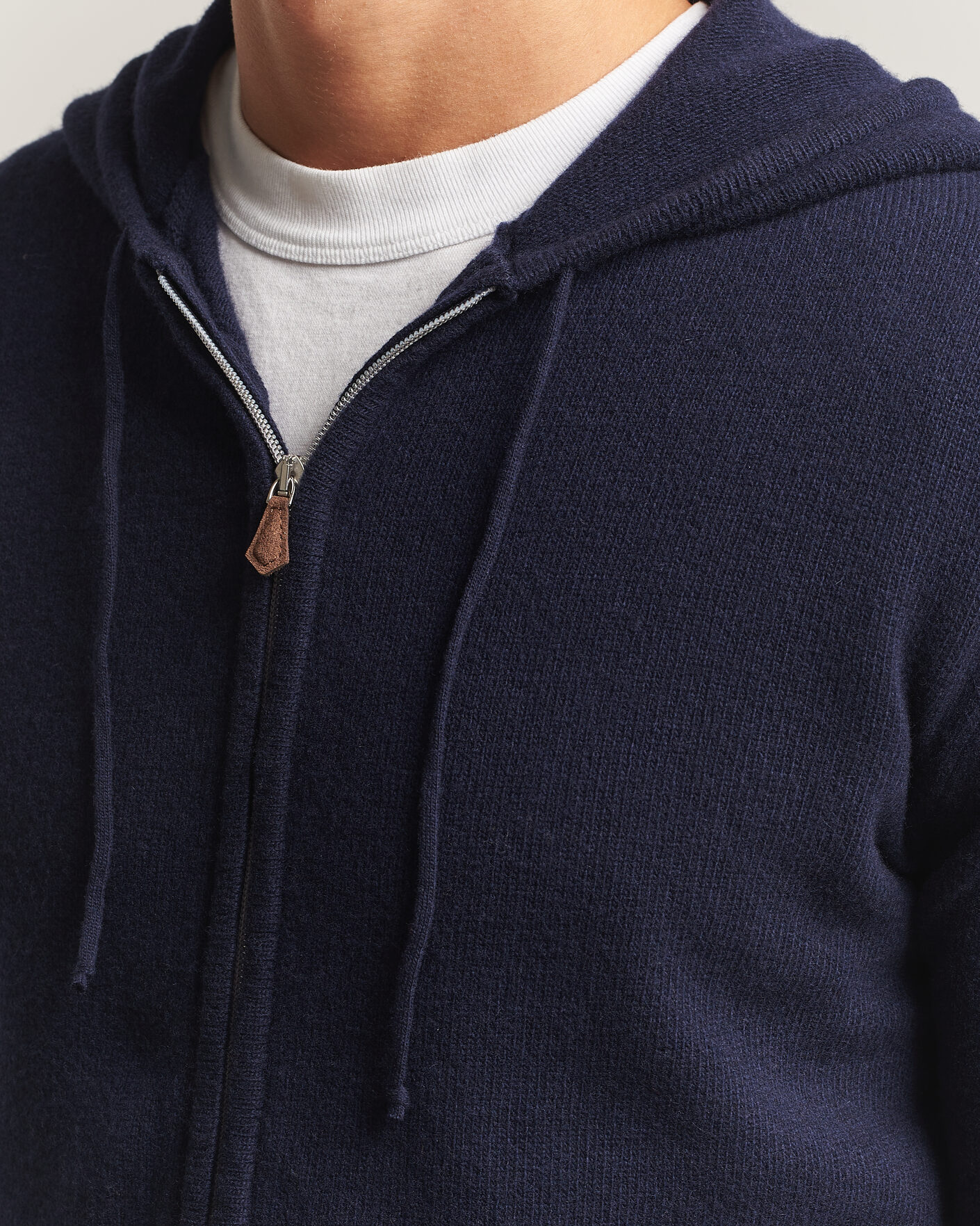 Homme | Pulls Et Tricots | Stenströms | Brushed Merino Full-Zip Hood Navy
