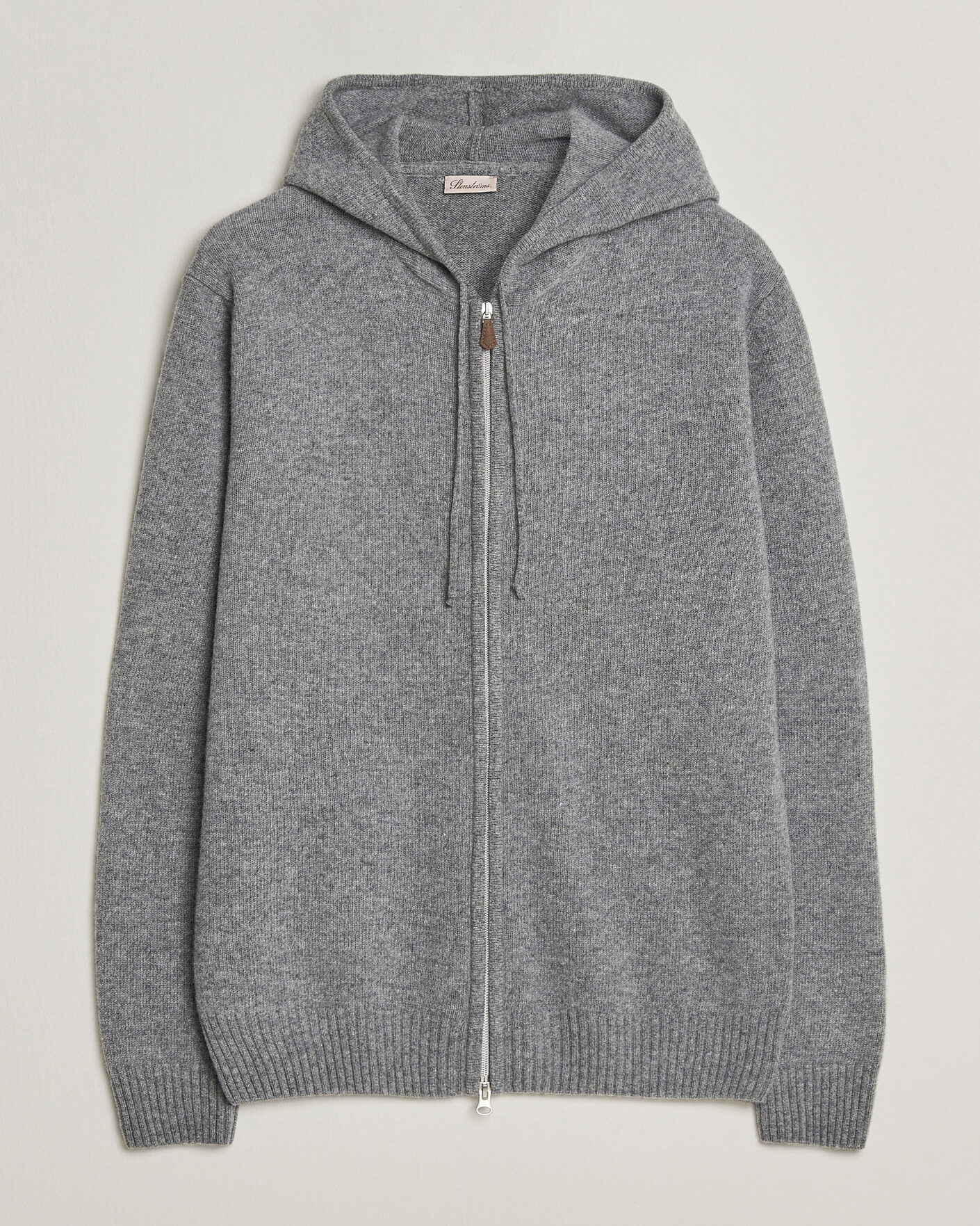 Homme | Pulls Et Tricots | Stenströms | Brushed Merino Full-Zip Hood Grey