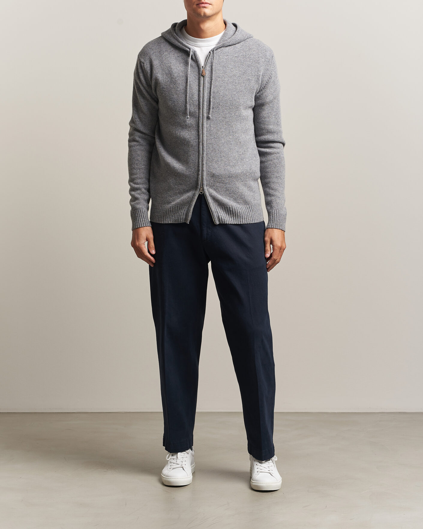 Homme | Pulls Et Tricots | Stenströms | Brushed Merino Full-Zip Hood Grey