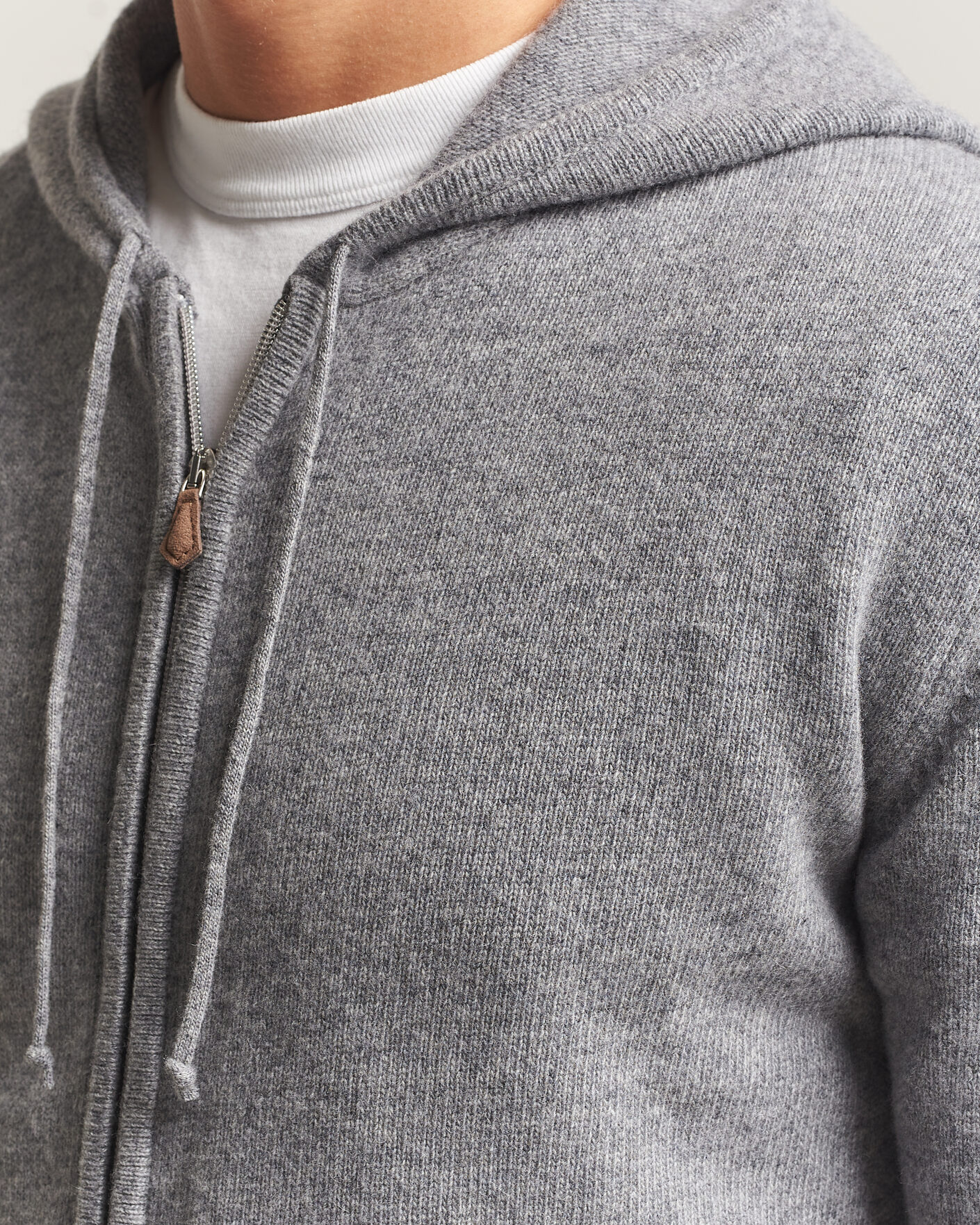 Homme | Pulls Et Tricots | Stenströms | Brushed Merino Full-Zip Hood Grey