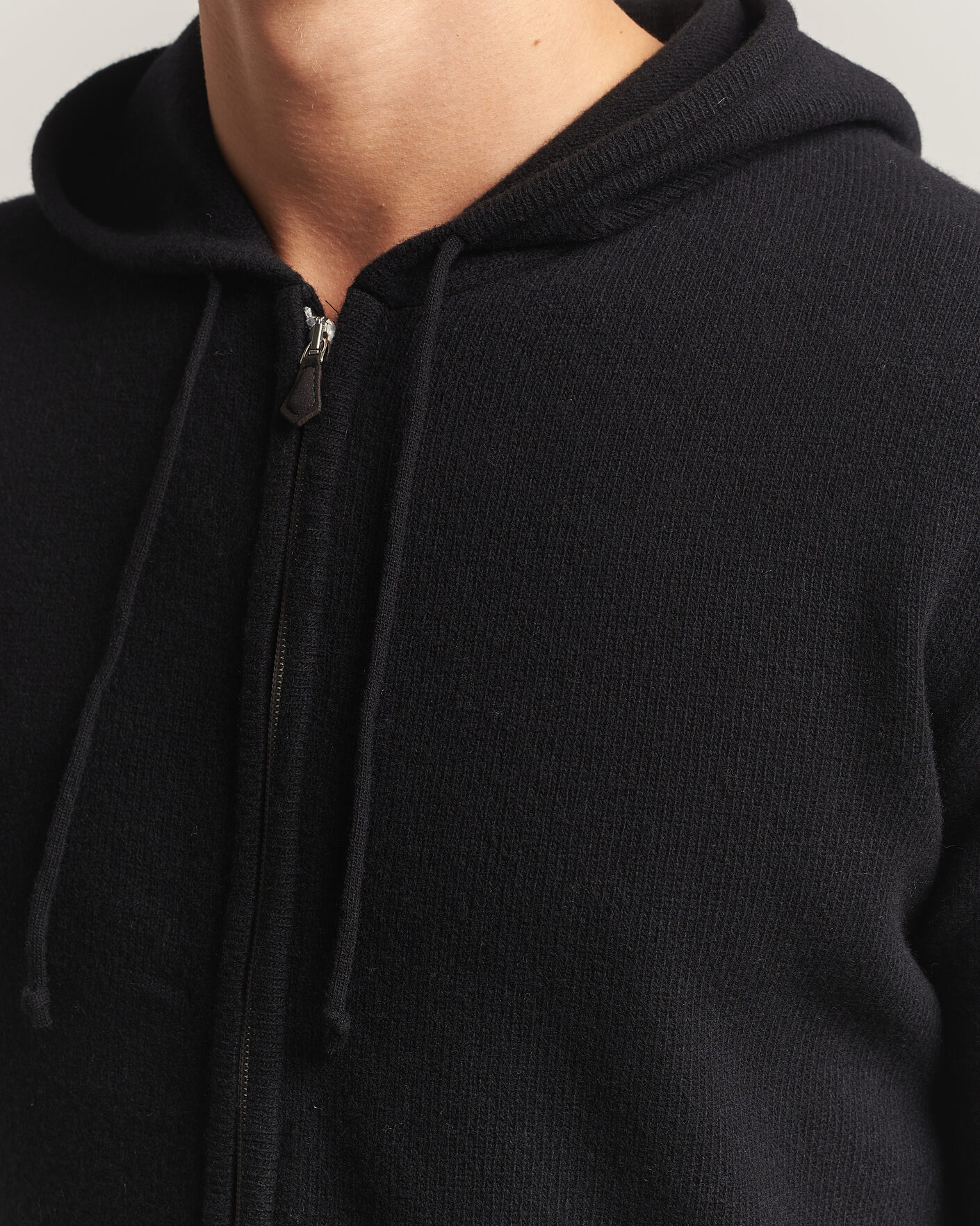 Homme | Pulls Et Tricots | Stenströms | Brushed Merino Full-Zip Hood Black